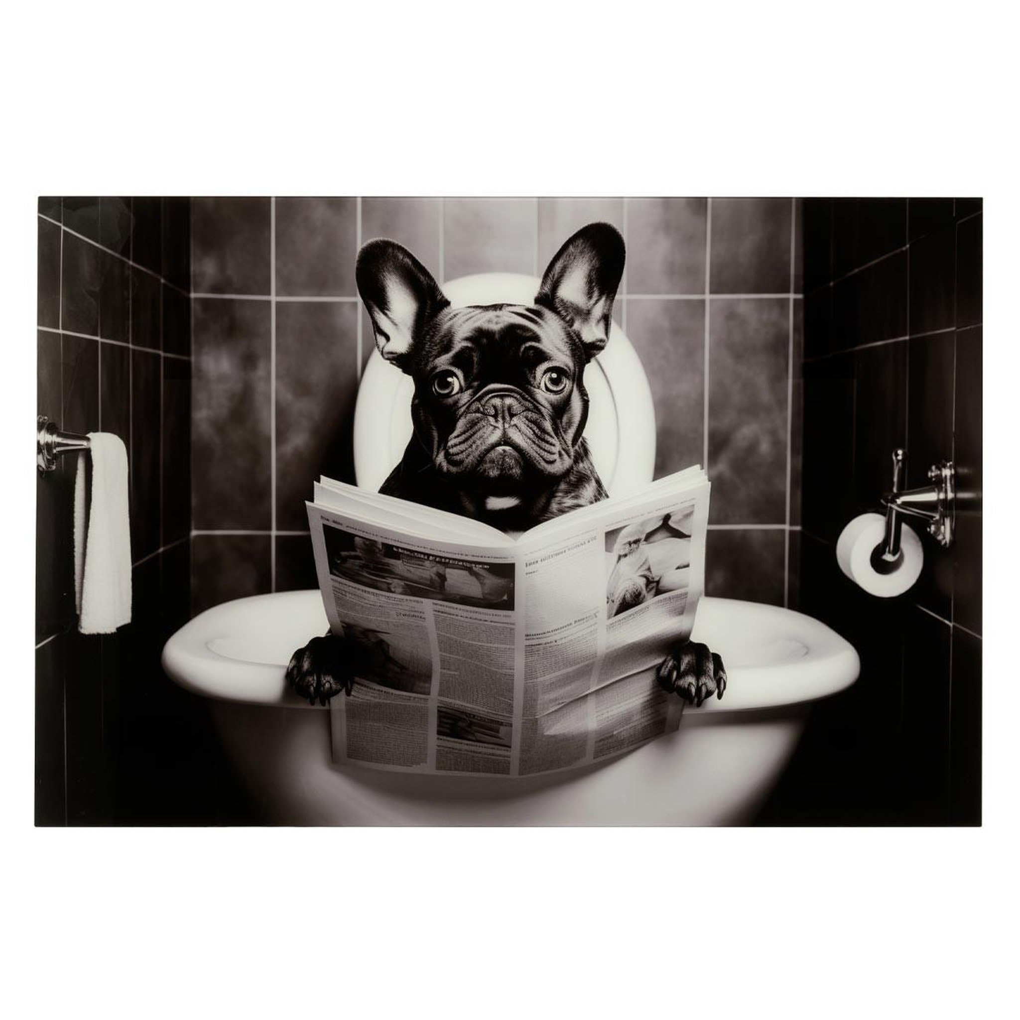 J-LINE Tableau déco en verre  bulldog  80x120cm multicolore