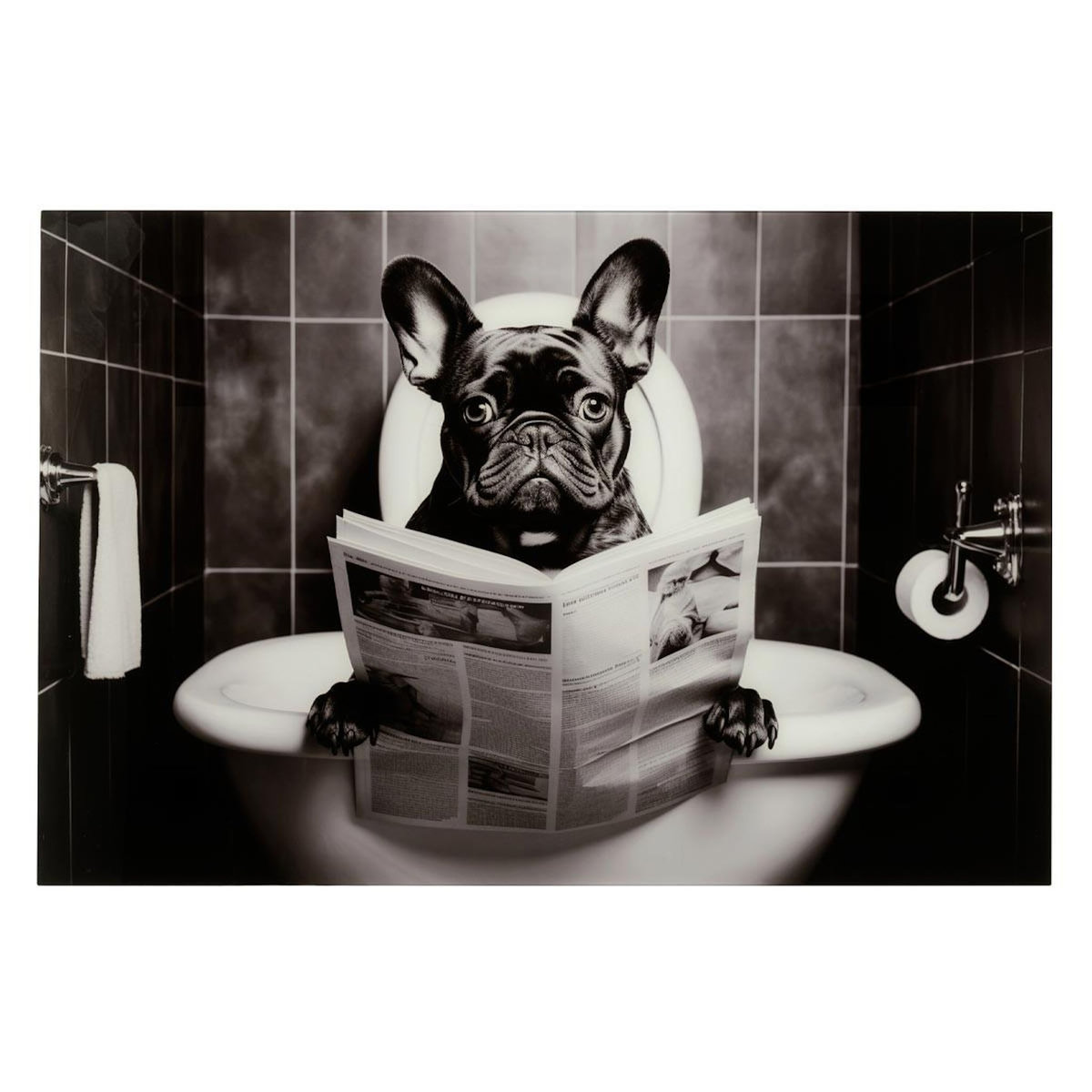 Paris Prix Tableau Déco en Verre  Bulldog  80x120cm Multicolore