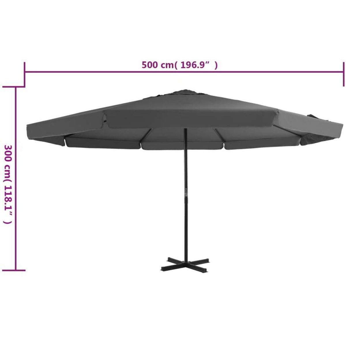 VIDAXL Parasol d'exterieur avec mat en aluminium 500 cm anthracite