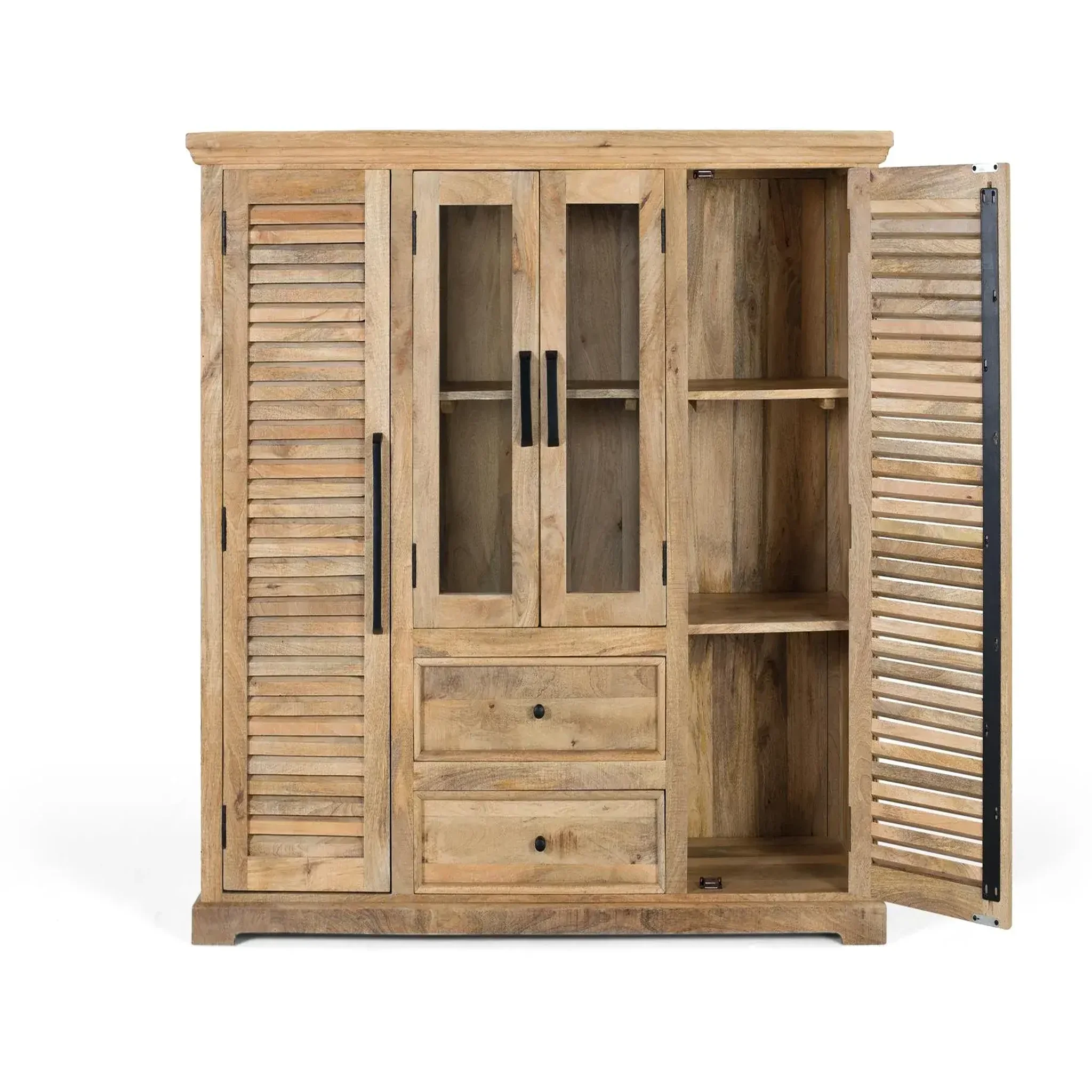 Voir la diapositive 4 : GINER Y COLOMER SL Vaisselier en bois de manguier 160 cm style rustique contemporain