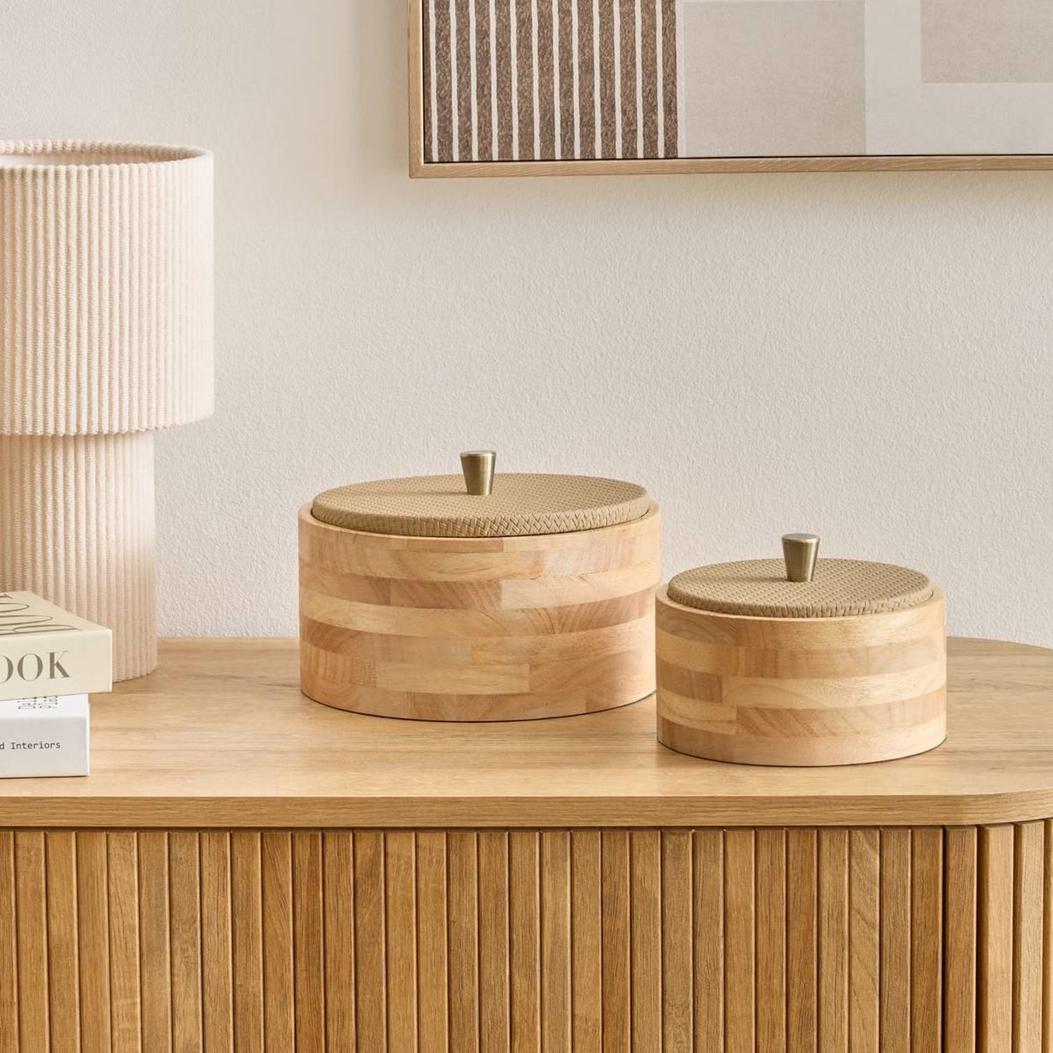 Voir la diapositive 6 : ATMOSPHERA Lot de 2 boîtes déco  bonie  19cm taupe