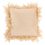 Paris Prix Coussin Déco  Plumes  45cm Rose Beige