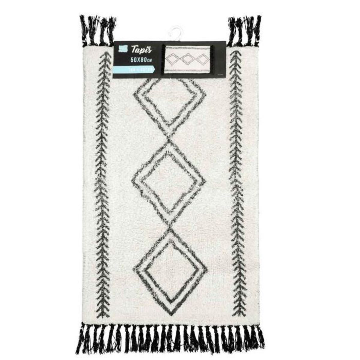 Paris Prix Tapis de Bain à Franges  Freya  50x80cm Blanc