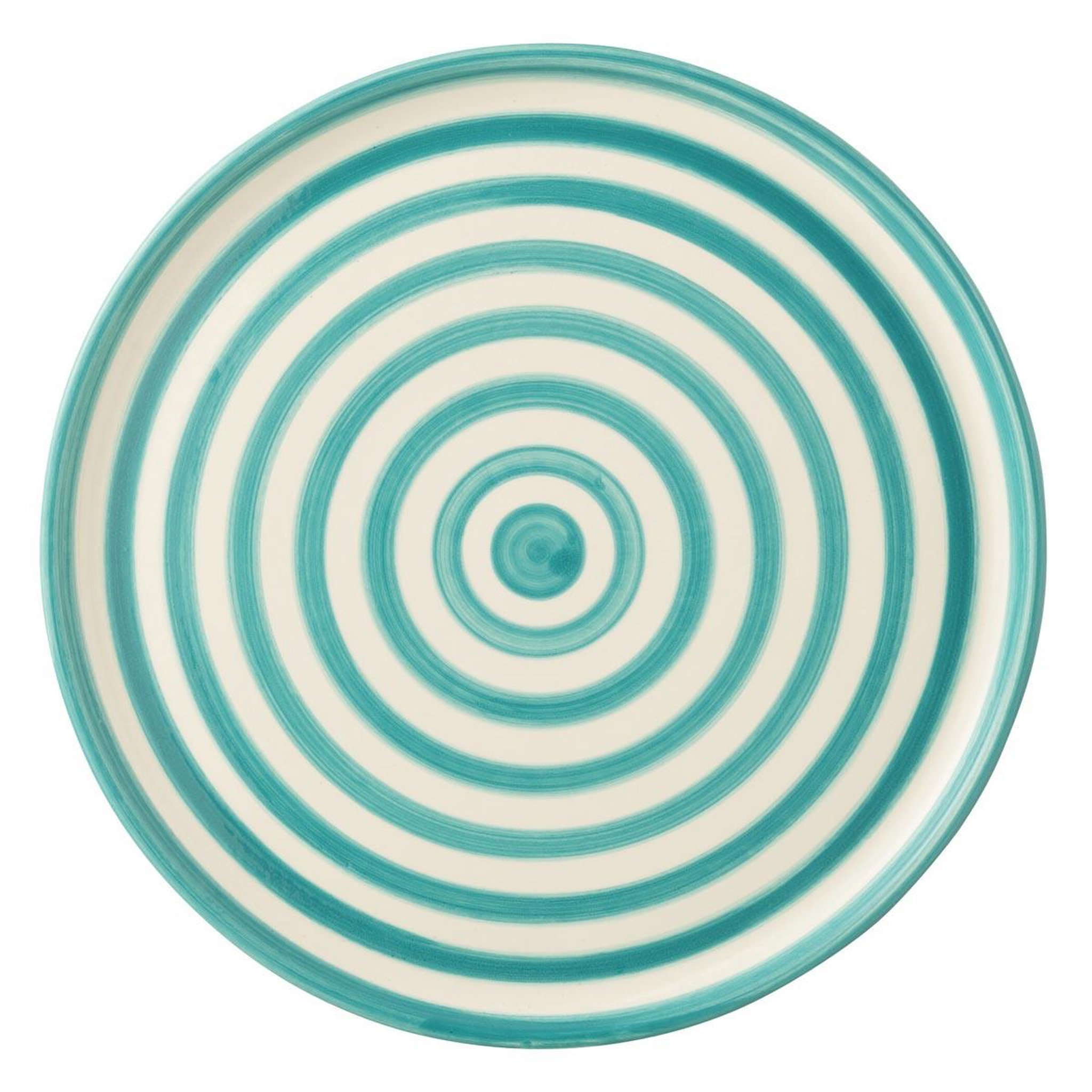 J-LINE Assiette de présentation en céramique  granada rayure  34cm bleu aqua