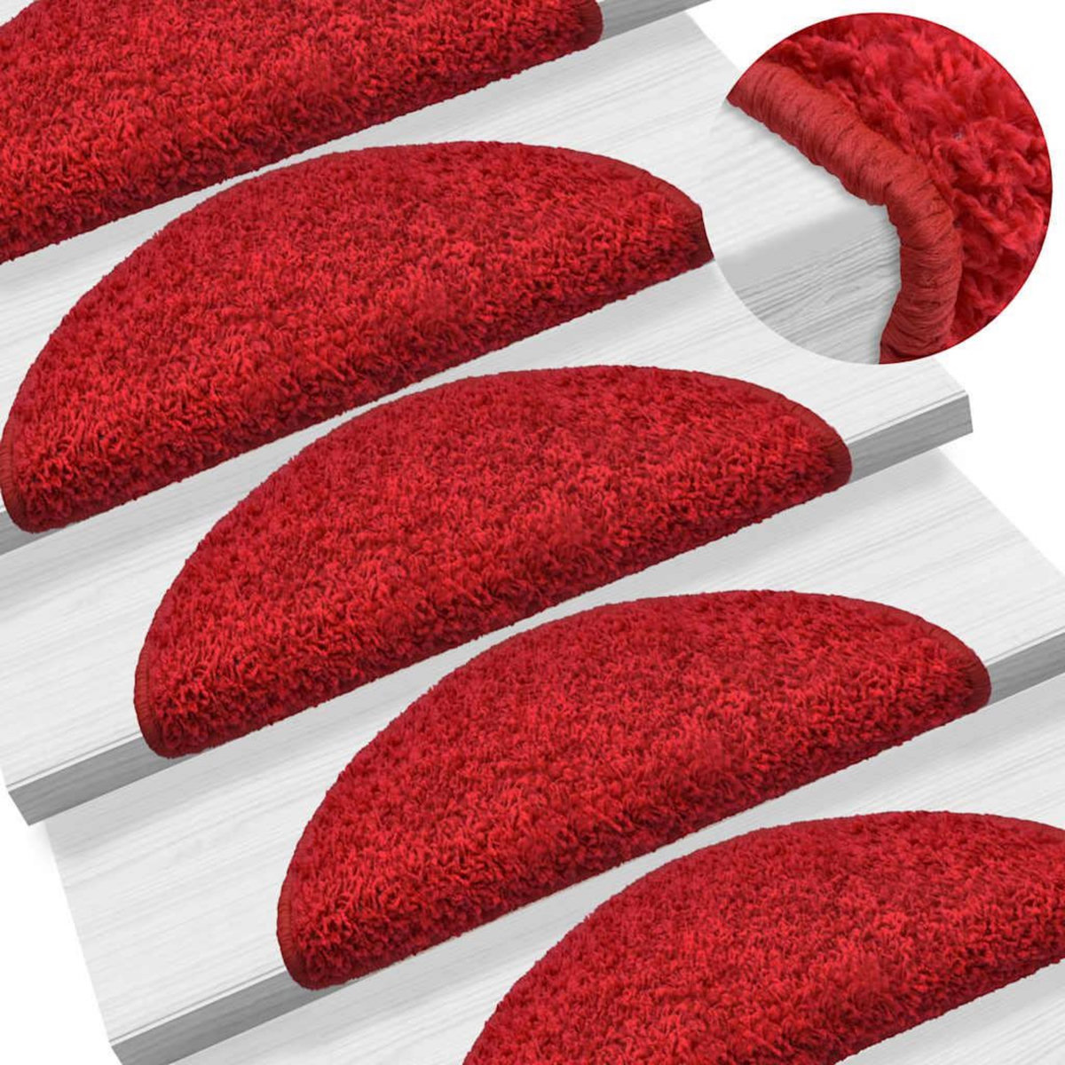 VIDAXL Tapis d'escalier 30 pcs rouge 65x21x4 cm
