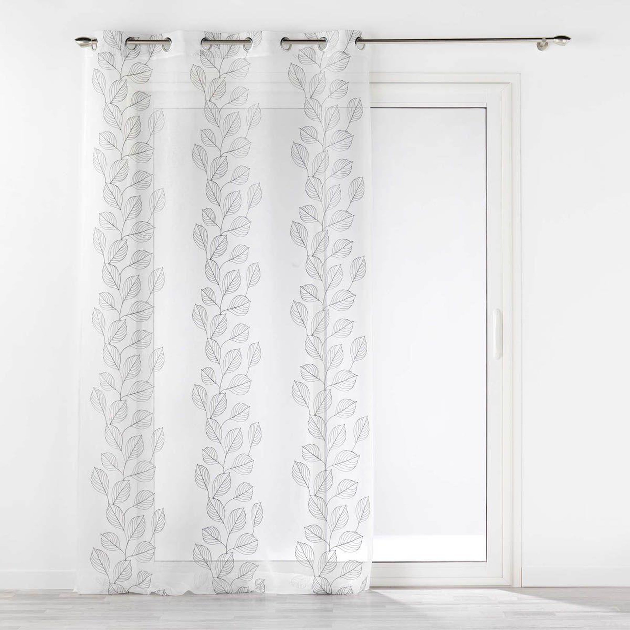 Douceur d'Intérieur Rideau voilage à œillets  brodé edenia  140x240cm gris
