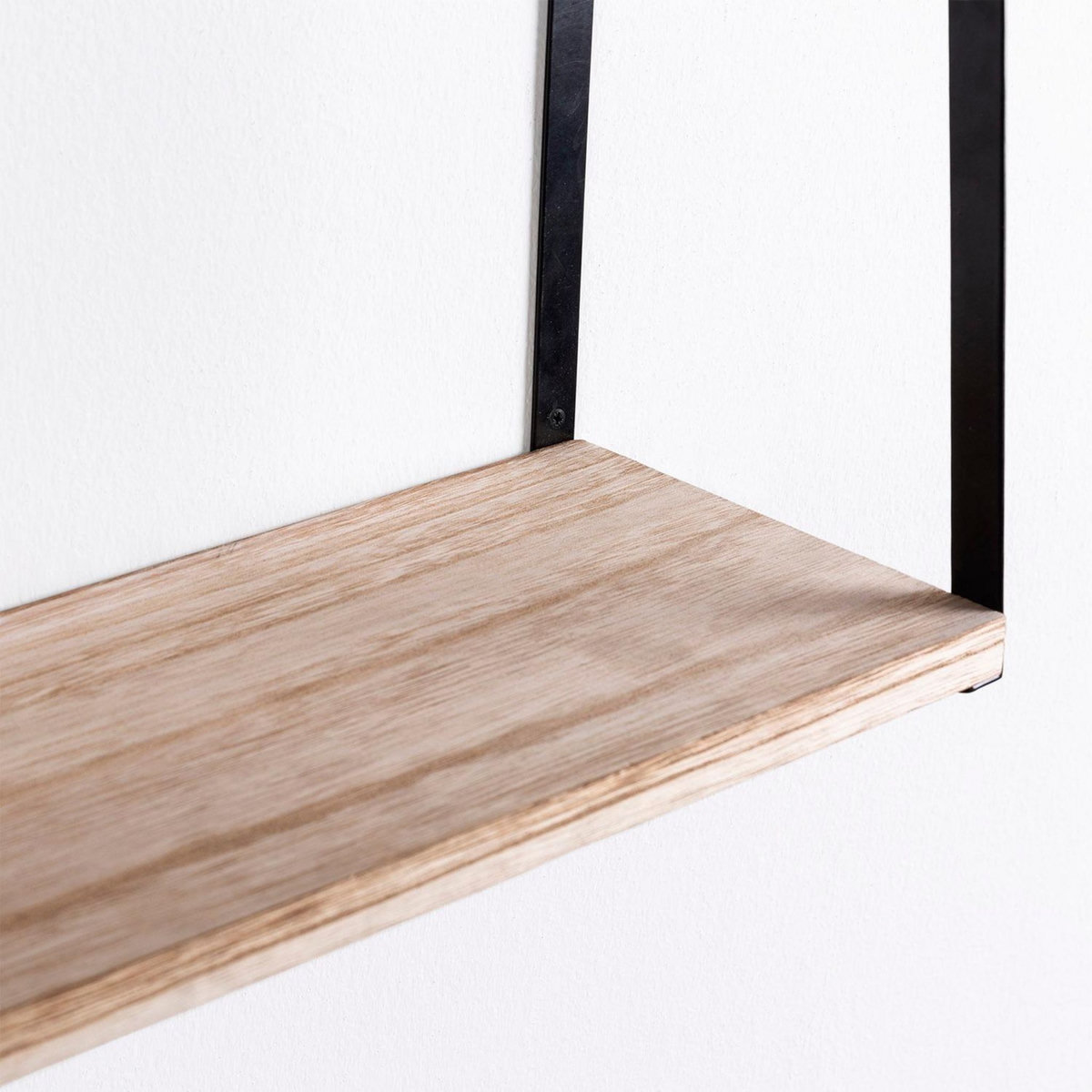 VS VENTA-STOCK Set de 2 étagères murales Eloi 2 niveaux, bois de paulownia