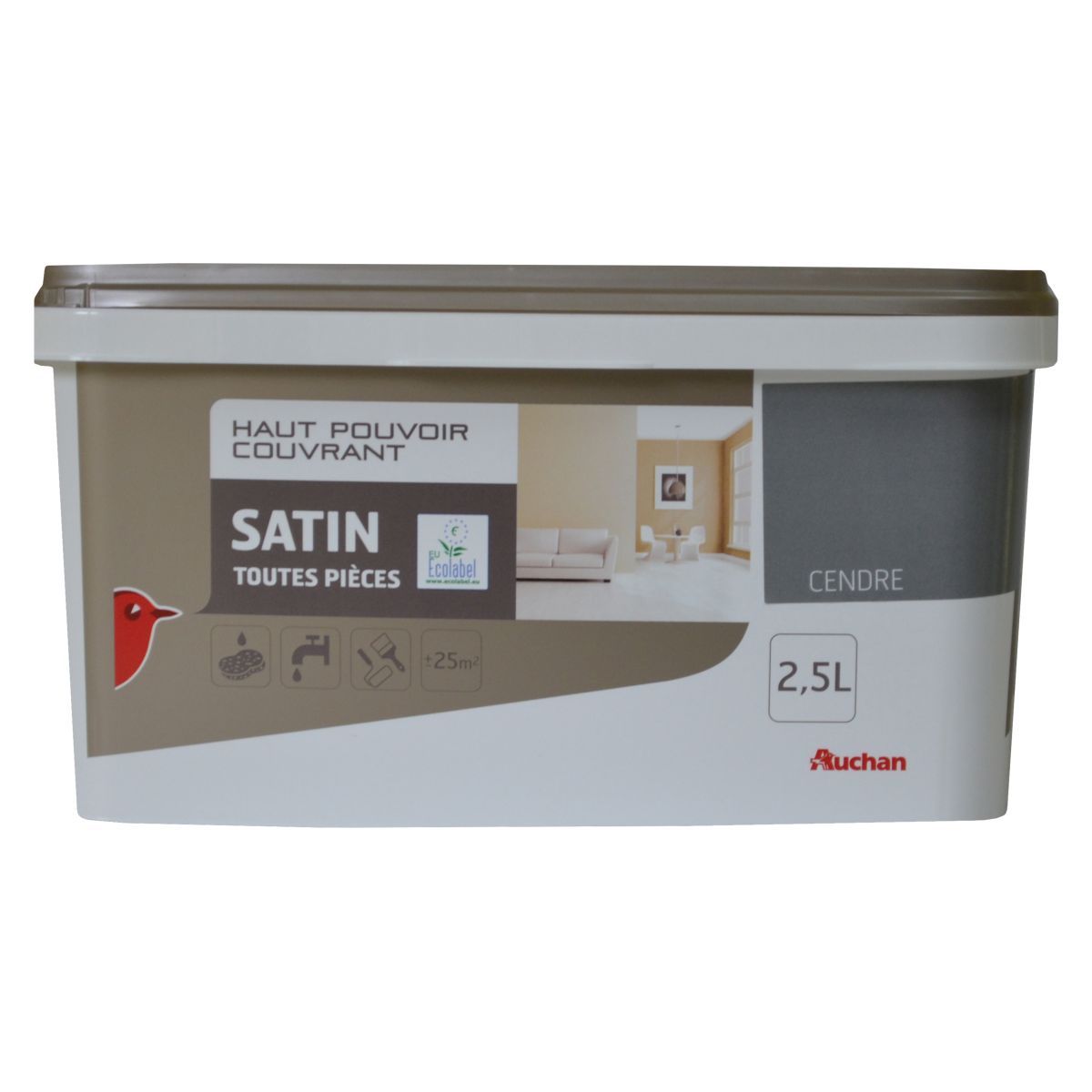 AUCHAN Peinture murale Cendre satin 