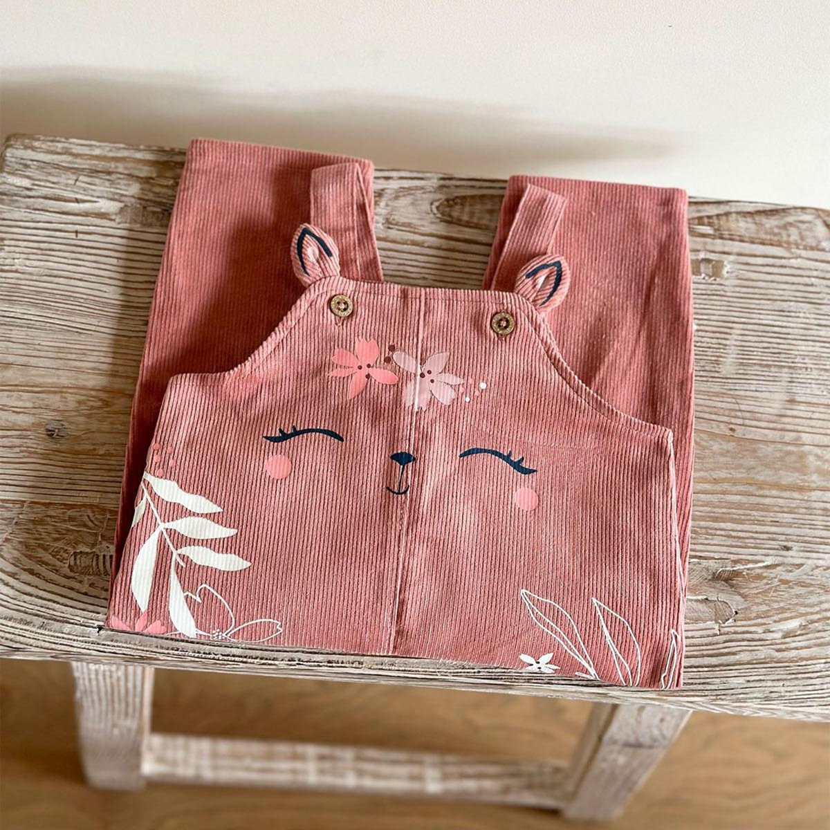 Petit Béguin Salopette bébé en velours côtelé Rosa