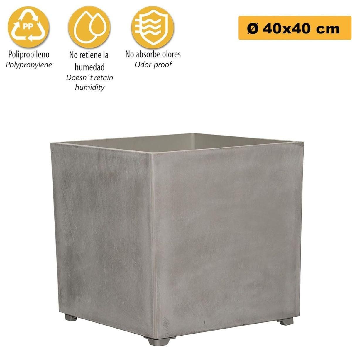 ART PLAST Pot de Fleur Carré Gris 50L 40x40cm - Jardinière Extérieure Balcon Terrasse Jardin ARTPLAST