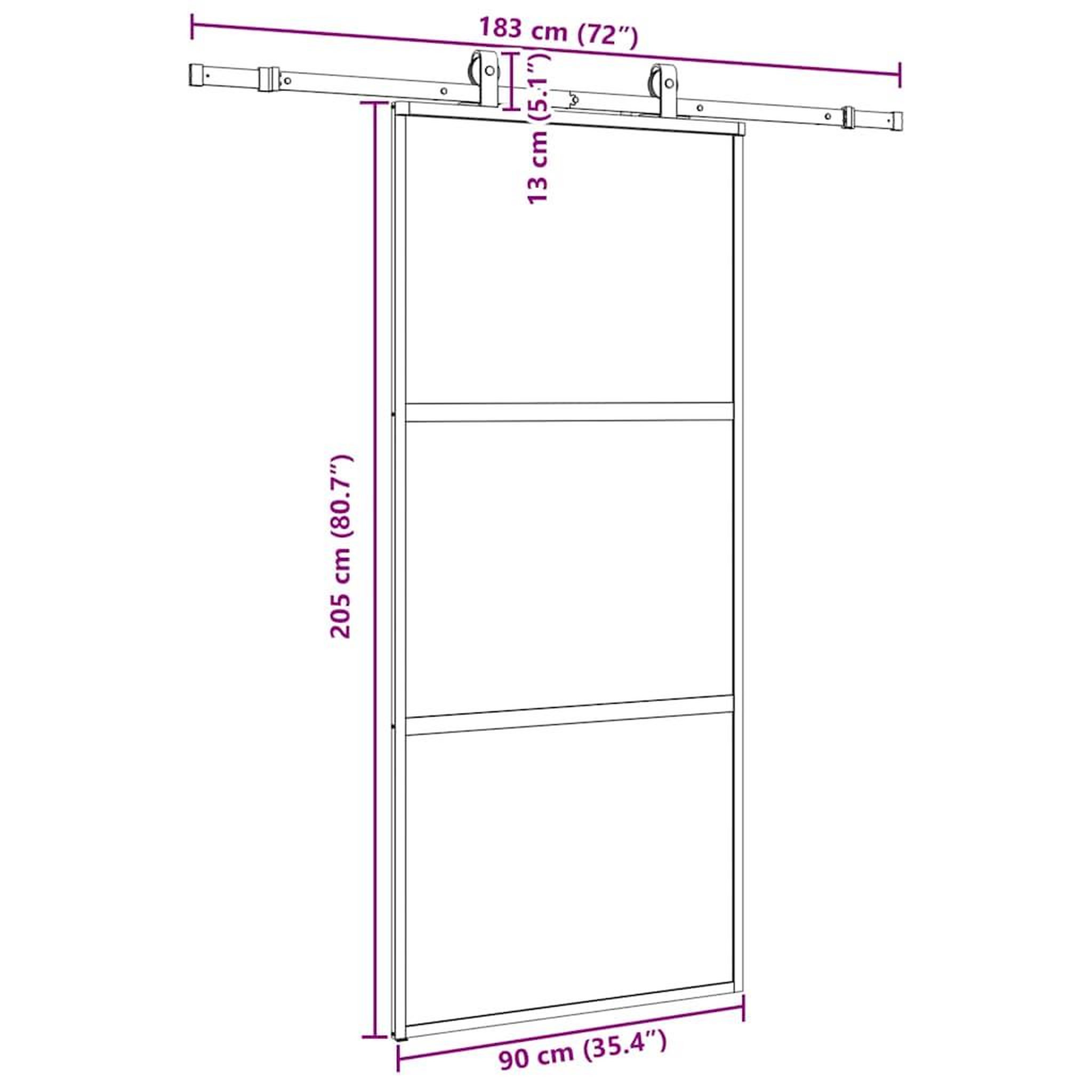 Voir la diapositive 6 : VIDAXL Porte coulissante avec kit de quincaillerie noir 90x205 cm