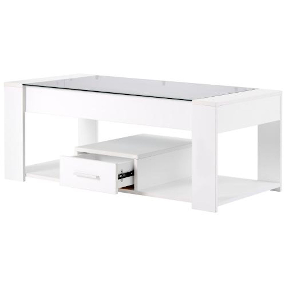 MERAX Table basse rectangulaire blanc avec 1 tiroir - 50x100 cm panneau de particules