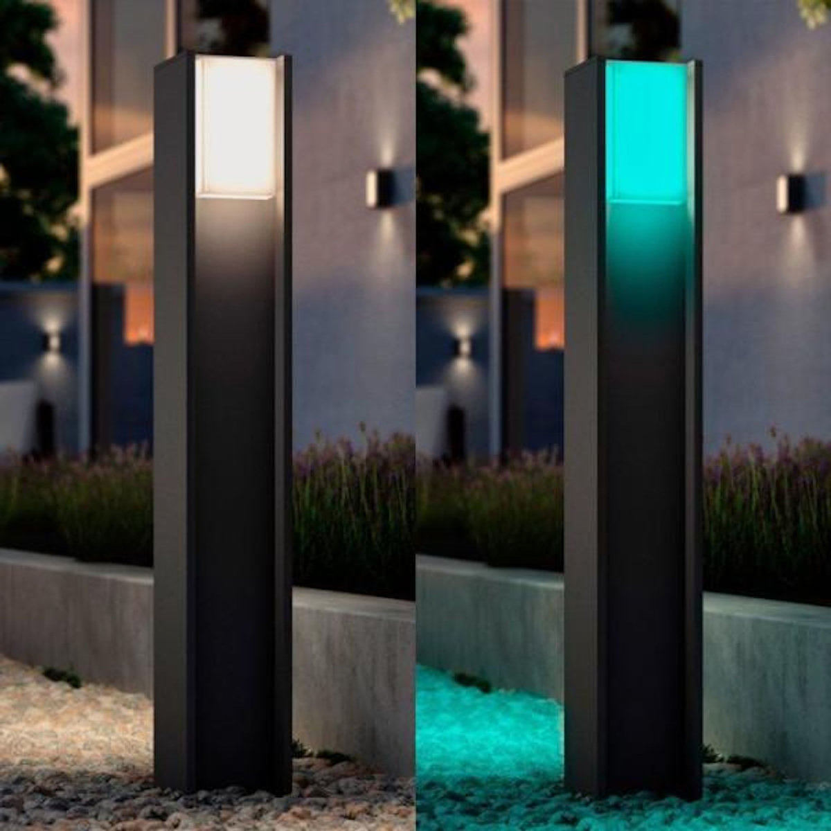 PHILIPS HUE Borne lumineuse - PHILIPS HUE - Turaco - Gris anthracite - IP44 - Lumiere blanche et colorée - 1100 lumens