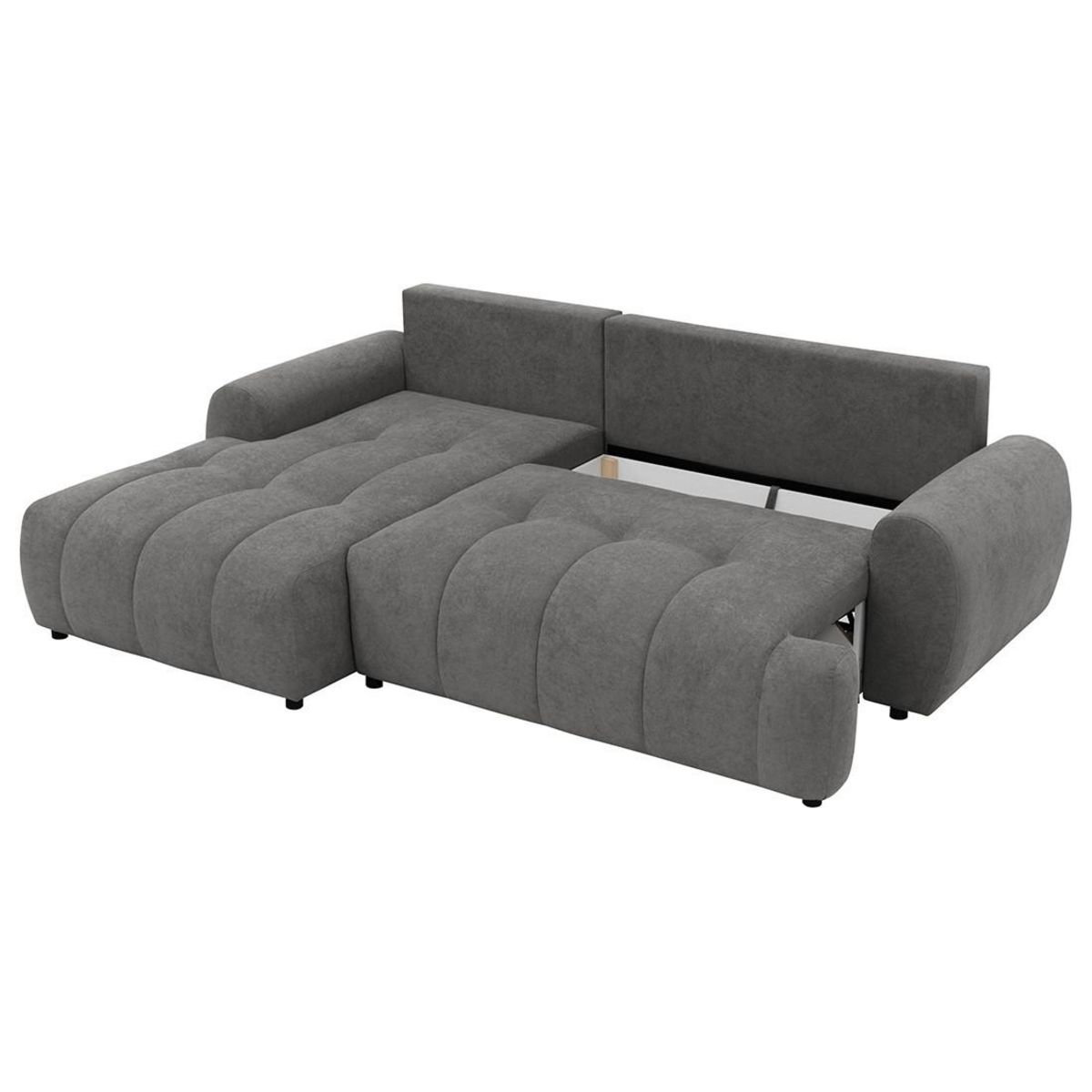 BEST MOBILIER Luzzio - canapé d'angle gauche 4 places convertible avec coffre en tissu texturé