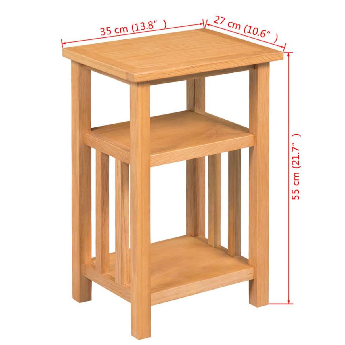VIDAXL Table d'appoint avec etagere a revues Chene massif 27x35x55 cm