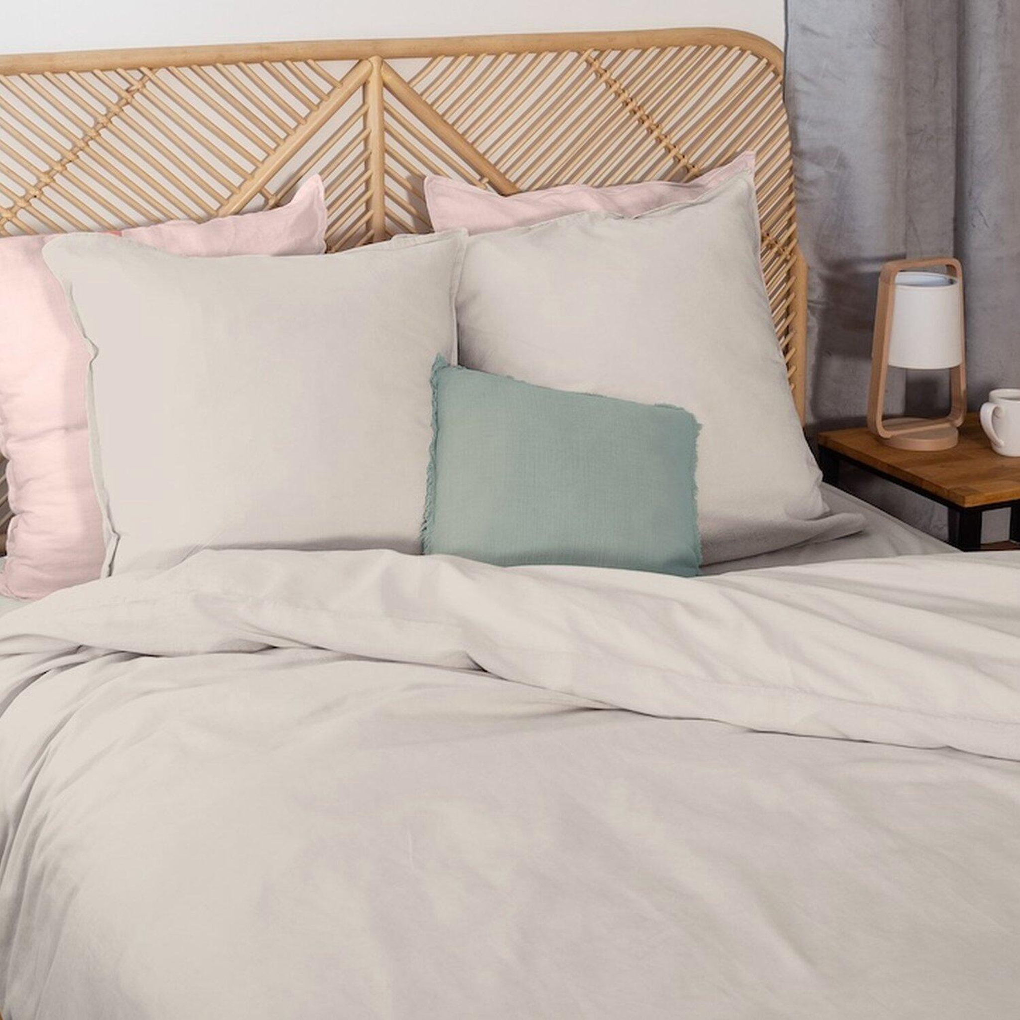 Voir la diapositive 5 : Home collection Parure housse de couette 100% lin et coton lavé 57 fils - dune