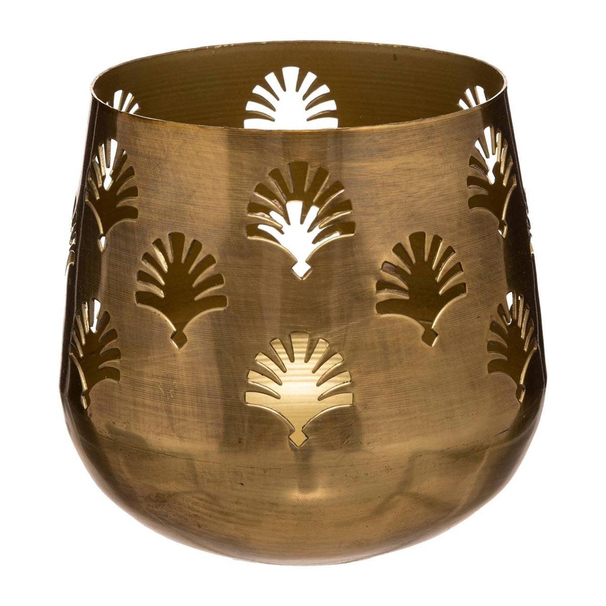 ATMOSPHERA Photophore déco en métal ajouré  artif  14cm or
