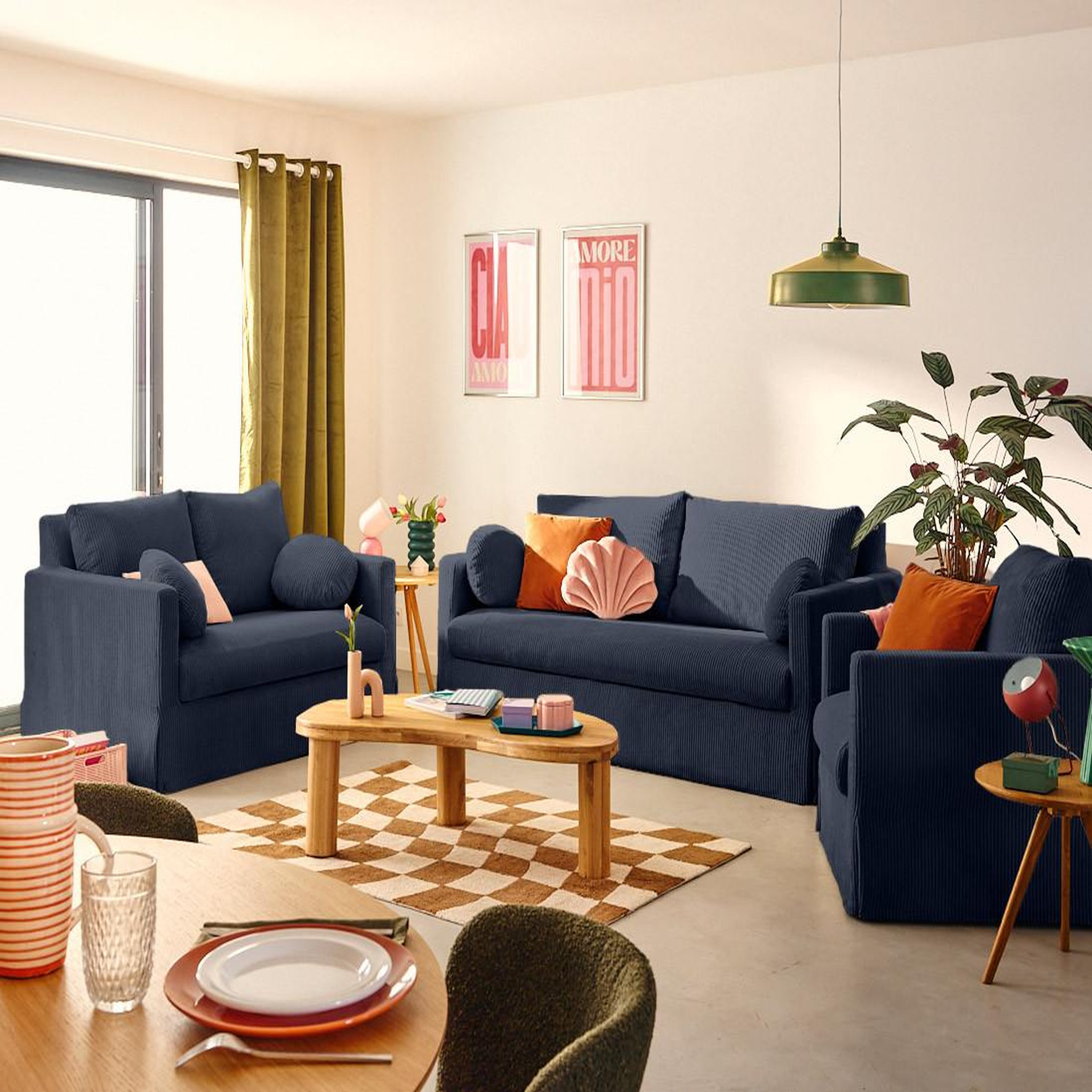 Voir la diapositive 2 : LISA DESIGN Serena - fauteuil déhoussable en velours côtelé