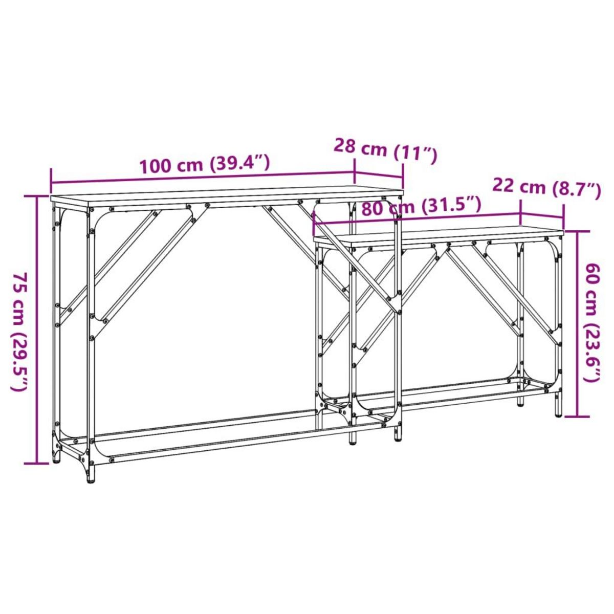 VIDAXL Tables console gigognes 2 pcs noir bois d'ingenierie