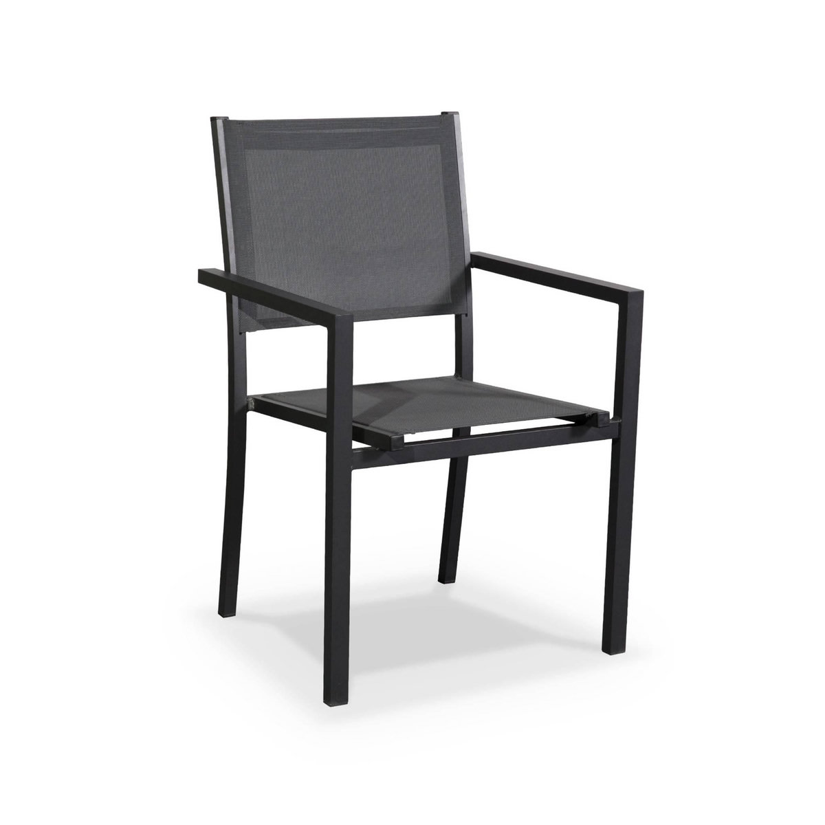 SWEEEK Table de jardin aluminium + 8 assises - Capua 180cm - Anthracite. gris - 8 places - 1 grande table rectangulaire. 8 fauteuils empilables