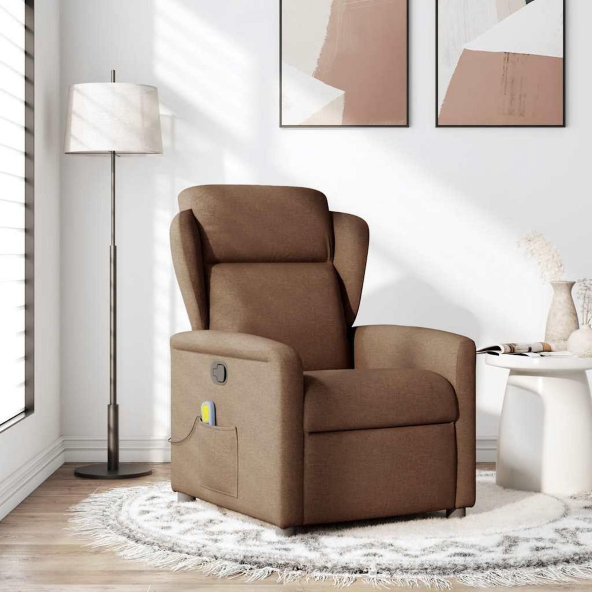 VIDAXL Fauteuil de massage inclinable Marron Tissu