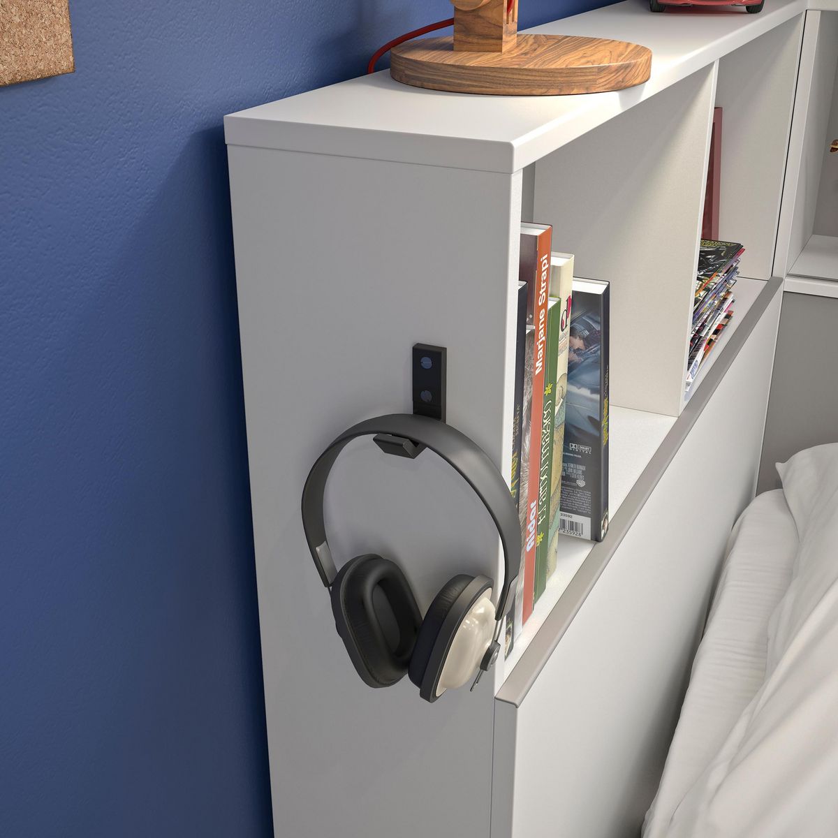 Lit 1 place avec 1 tiroir et rangements 90x200 cm LOUANE