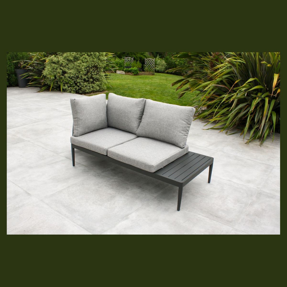 DCB GARDEN Salon de jardin d'angle - 4 places - Aluminium - Anthracite - ANKARA