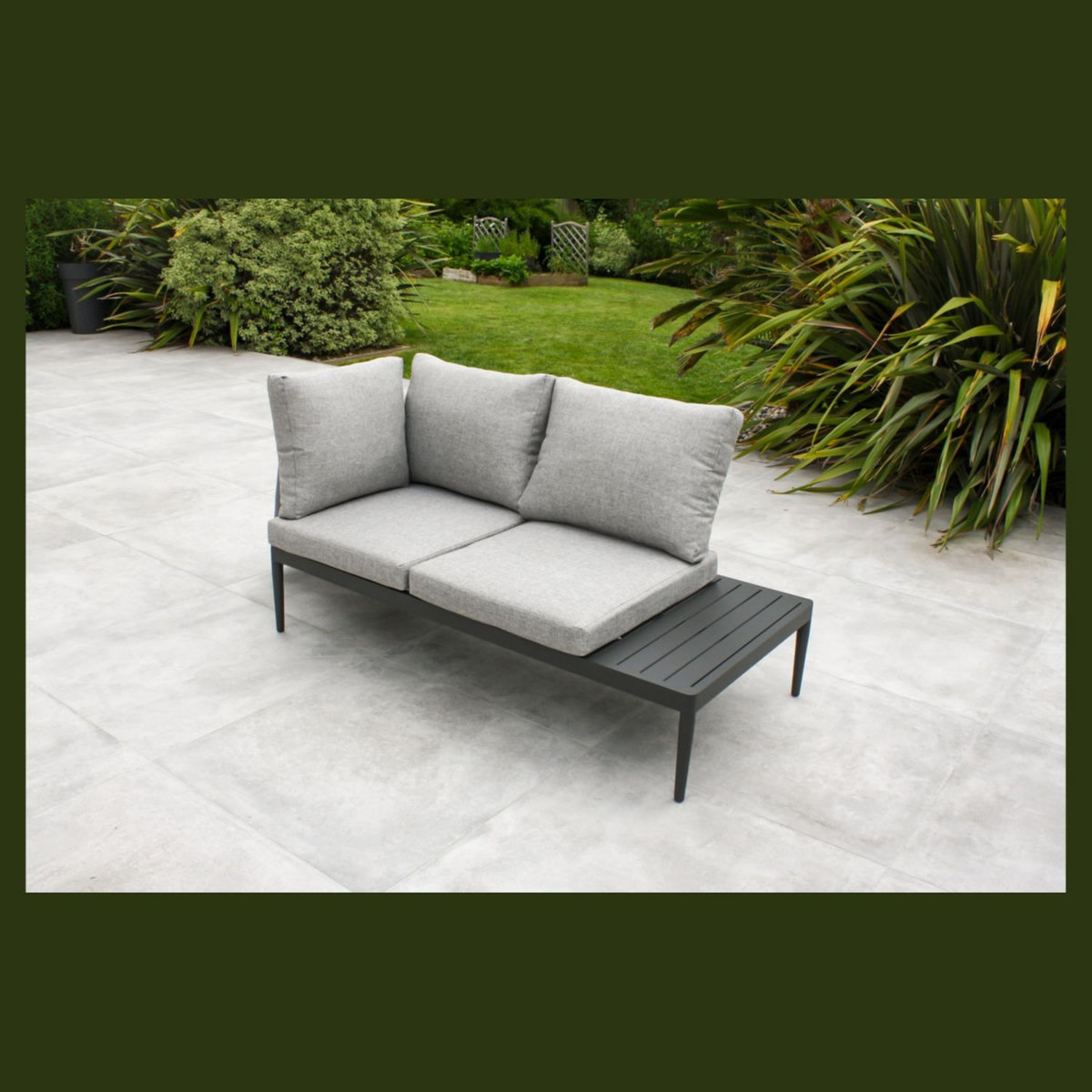 DCB GARDEN Salon de jardin d'angle - 4 places - Aluminium - Anthracite - ANKARA