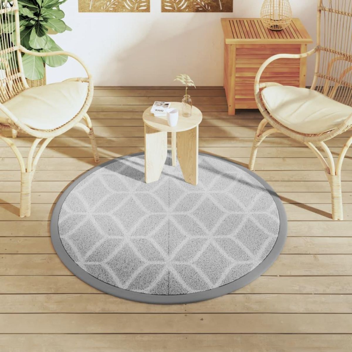 VIDAXL Tapis d'exterieur ARAKIL gris Ø120 cm PP