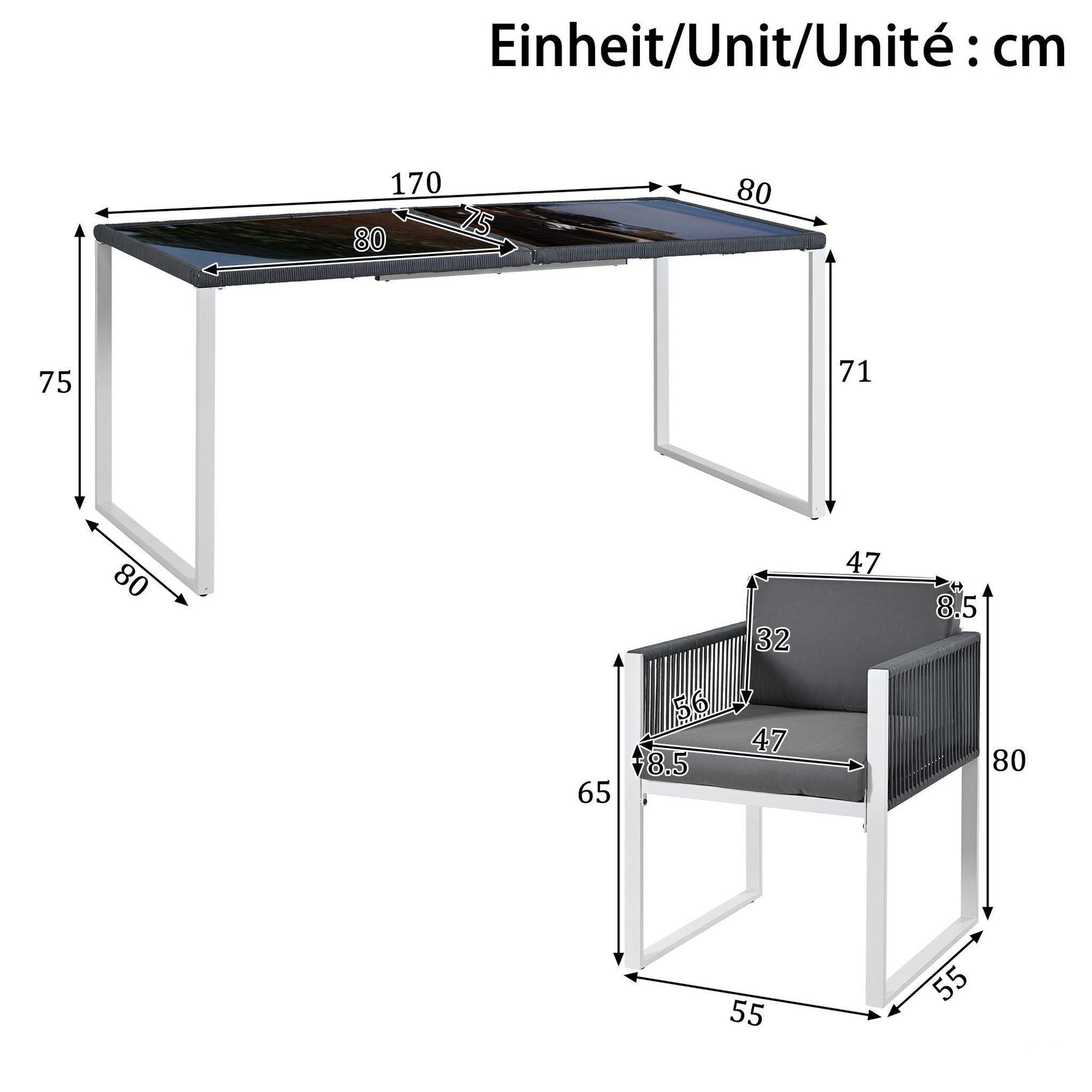 Voir la diapositive 3 : MERAX Salon de jardin 6 places en corde tressée avec table et fauteuils