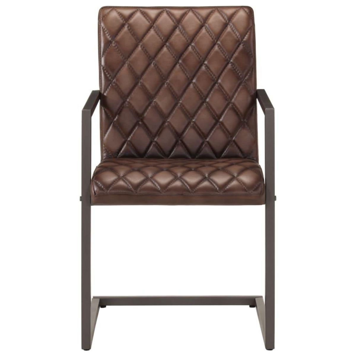 VIDAXL Chaises a manger cantilever lot de 2 marron cuir veritable