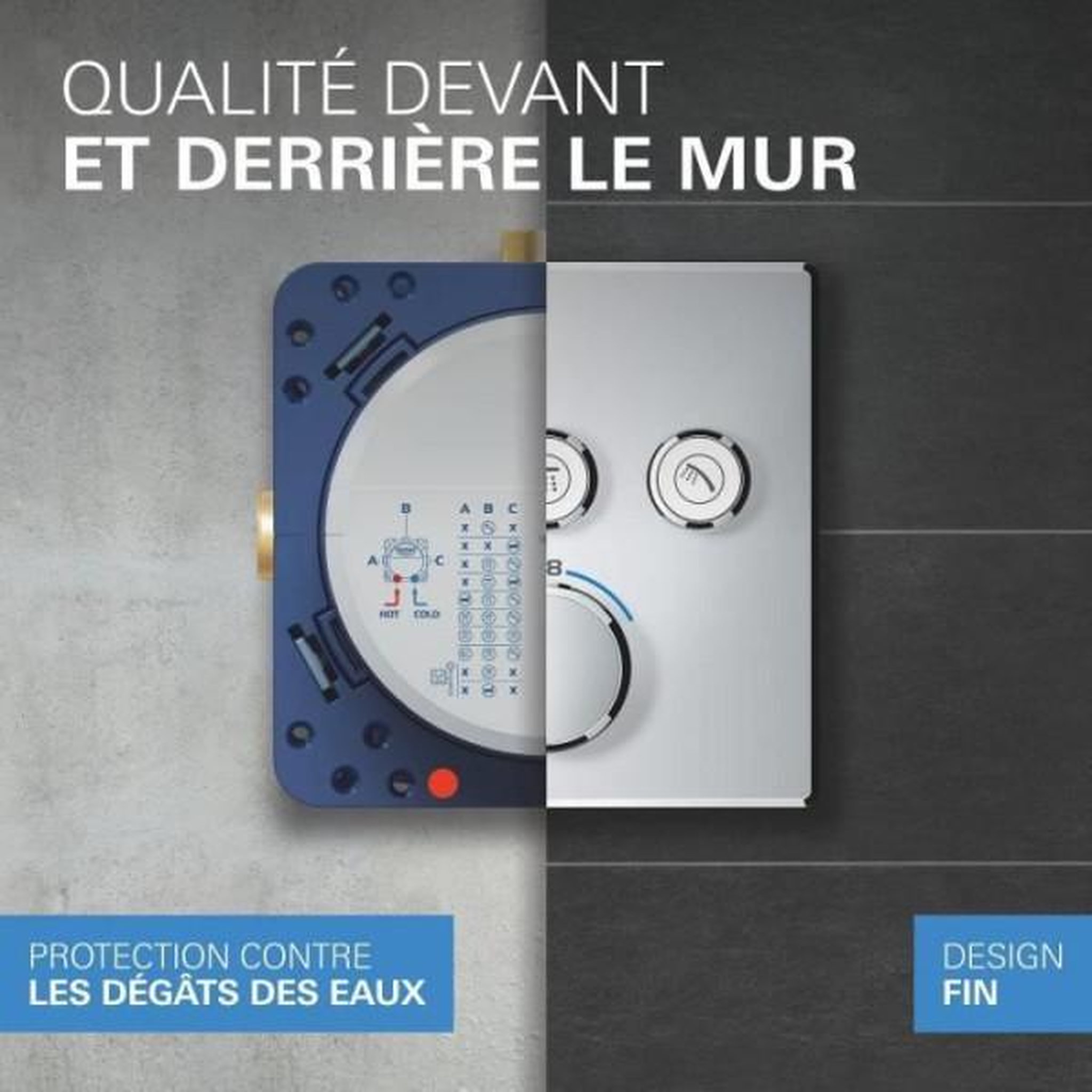 Voir la diapositive 5 : Grohe Ensemble de douche encastré - tous les types de jets - mitigeur thermostatique - grohe - 34877000 - gris