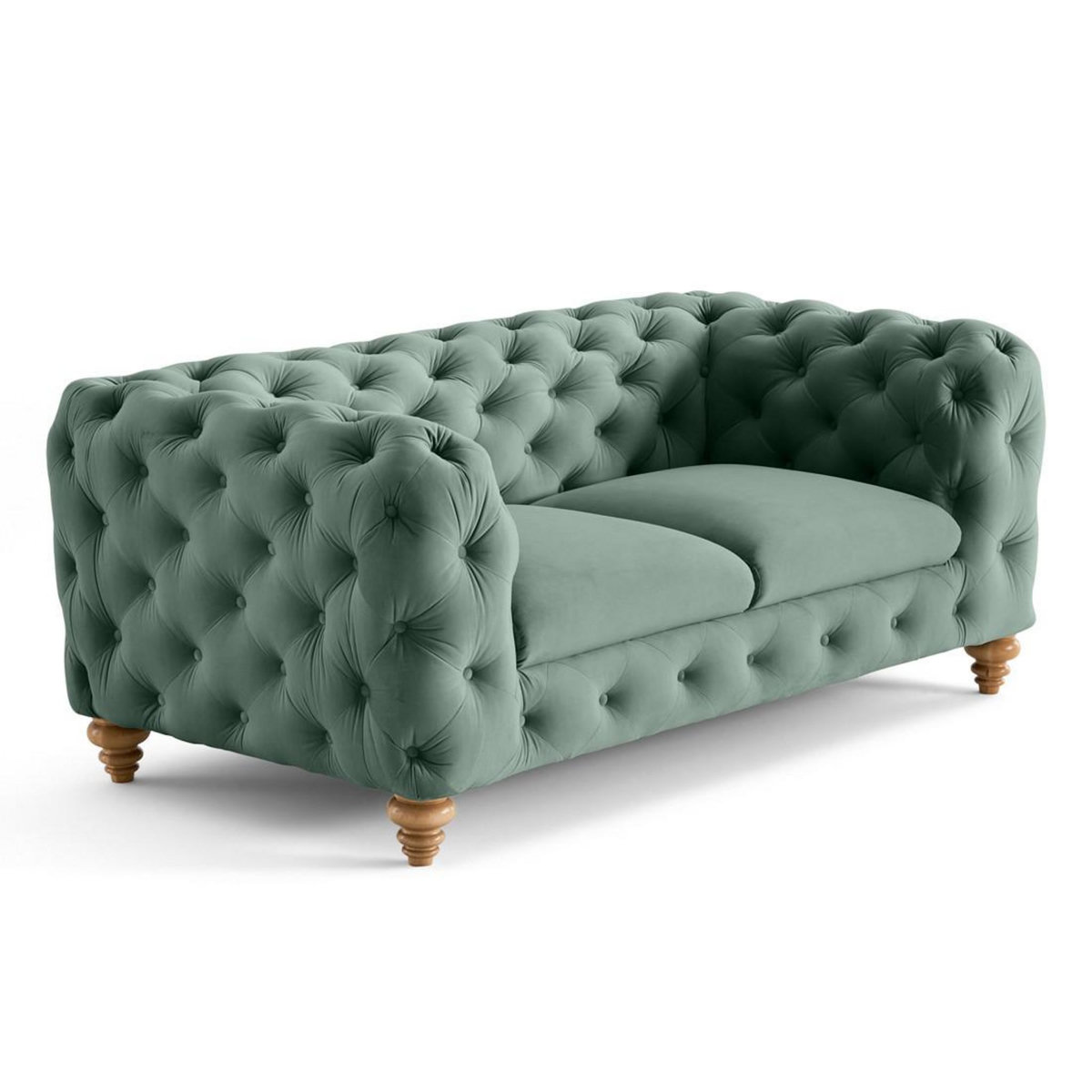 LISA DESIGN Walter - canapé 2 places chesterfield en velours - pieds bois