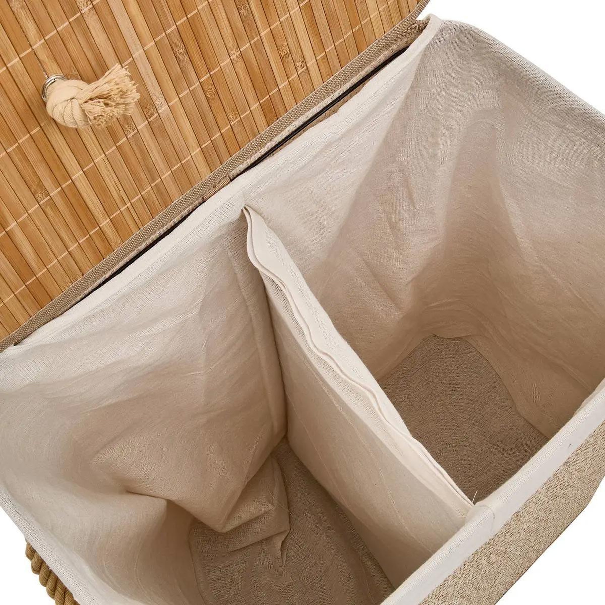 Voir la diapositive 3 : FIVE Panier à linge 2 compartiments  stemy  100l beige