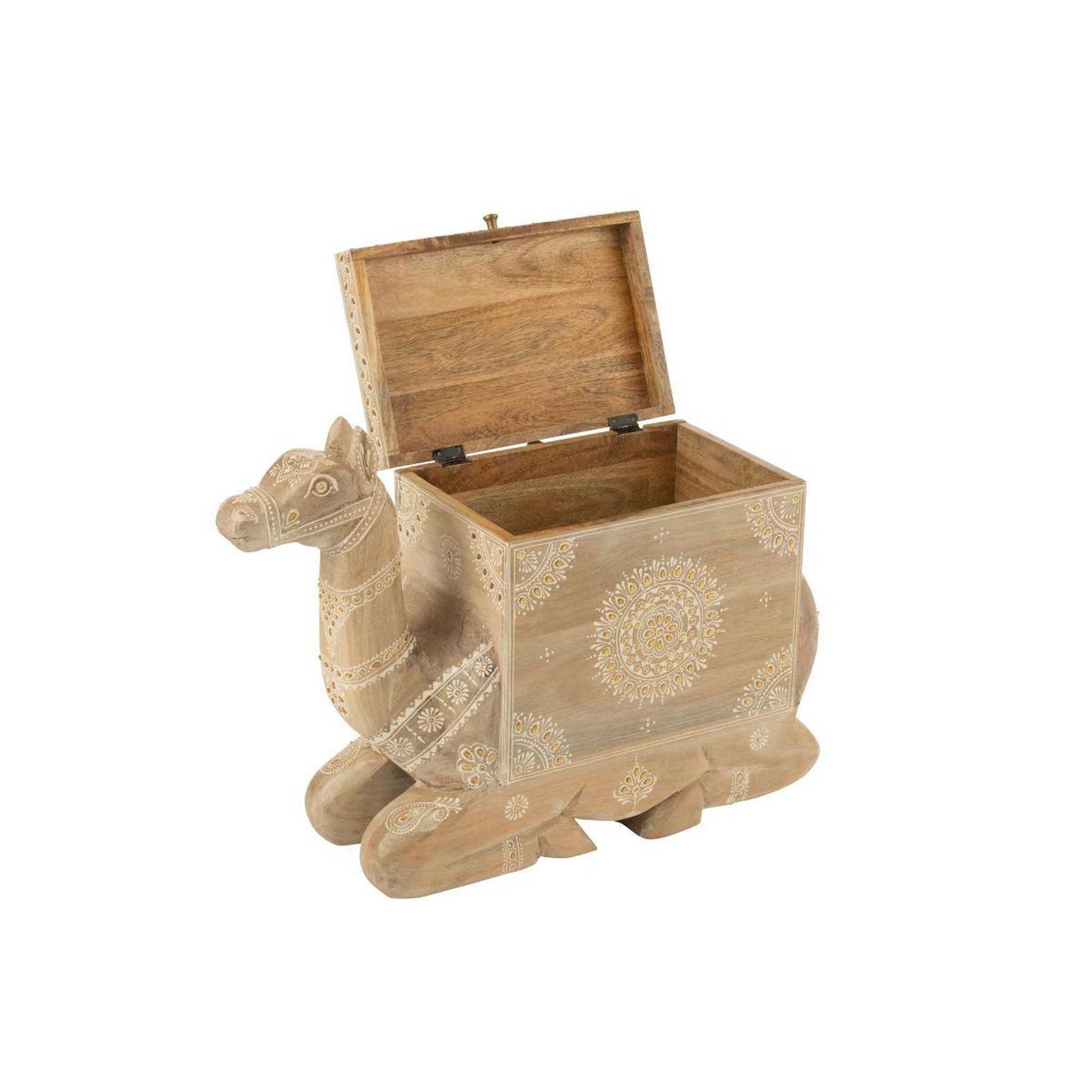 Voir la diapositive 6 : J-LINE Coffre Chameau en Bois  Perle du Sahara  69cm Naturel