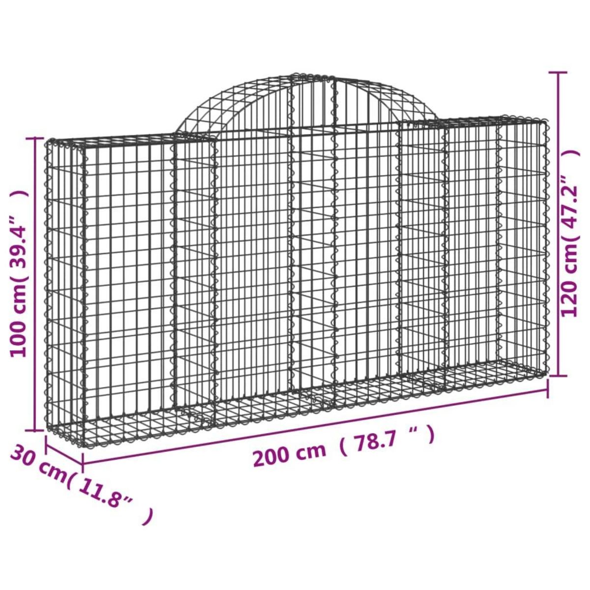 VIDAXL Paniers a gabions arques 18 pcs 200x30x100/120 cm Fer galvanise
