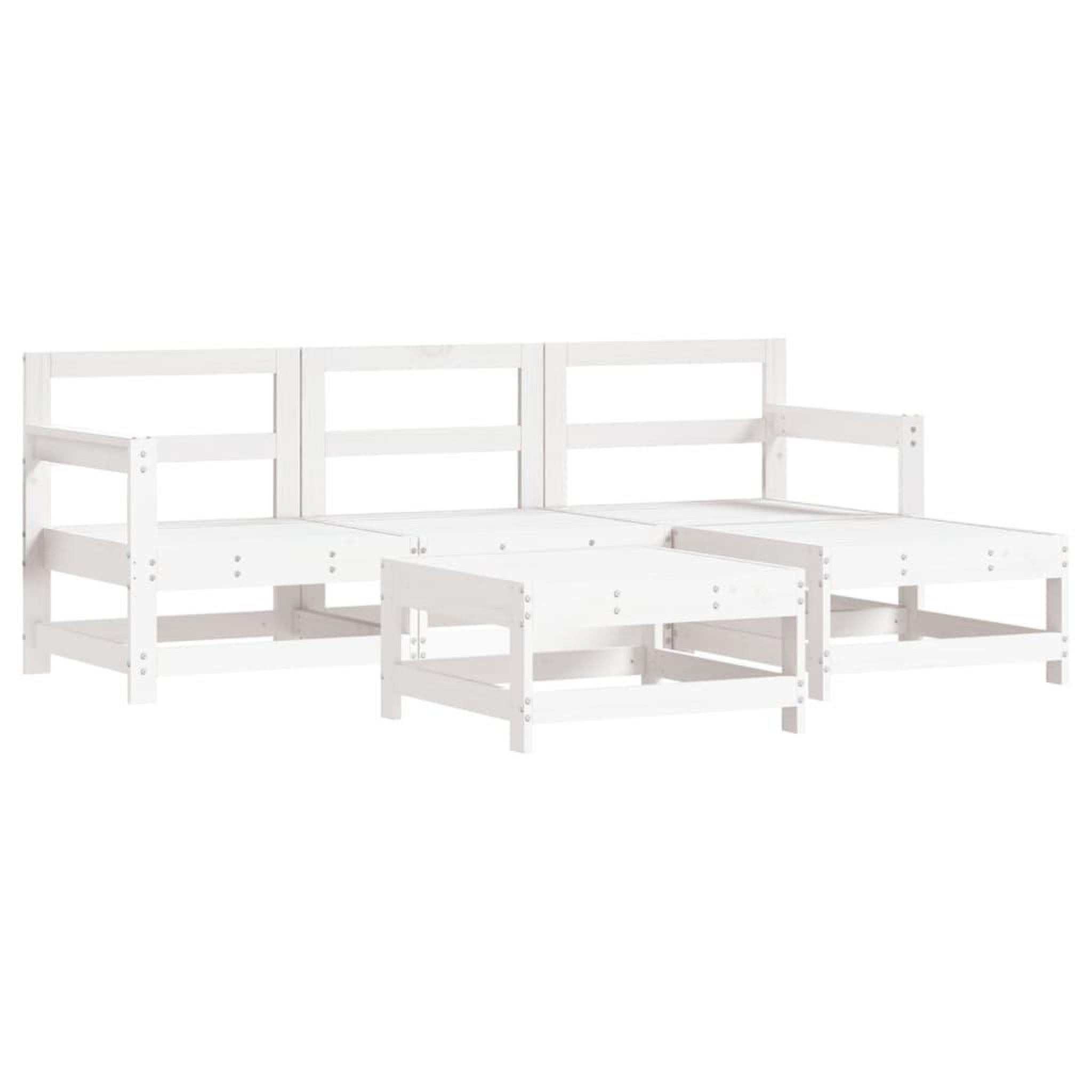 Voir la diapositive 2 : VIDAXL Salon de jardin 5 pcs blanc bois massif de pin