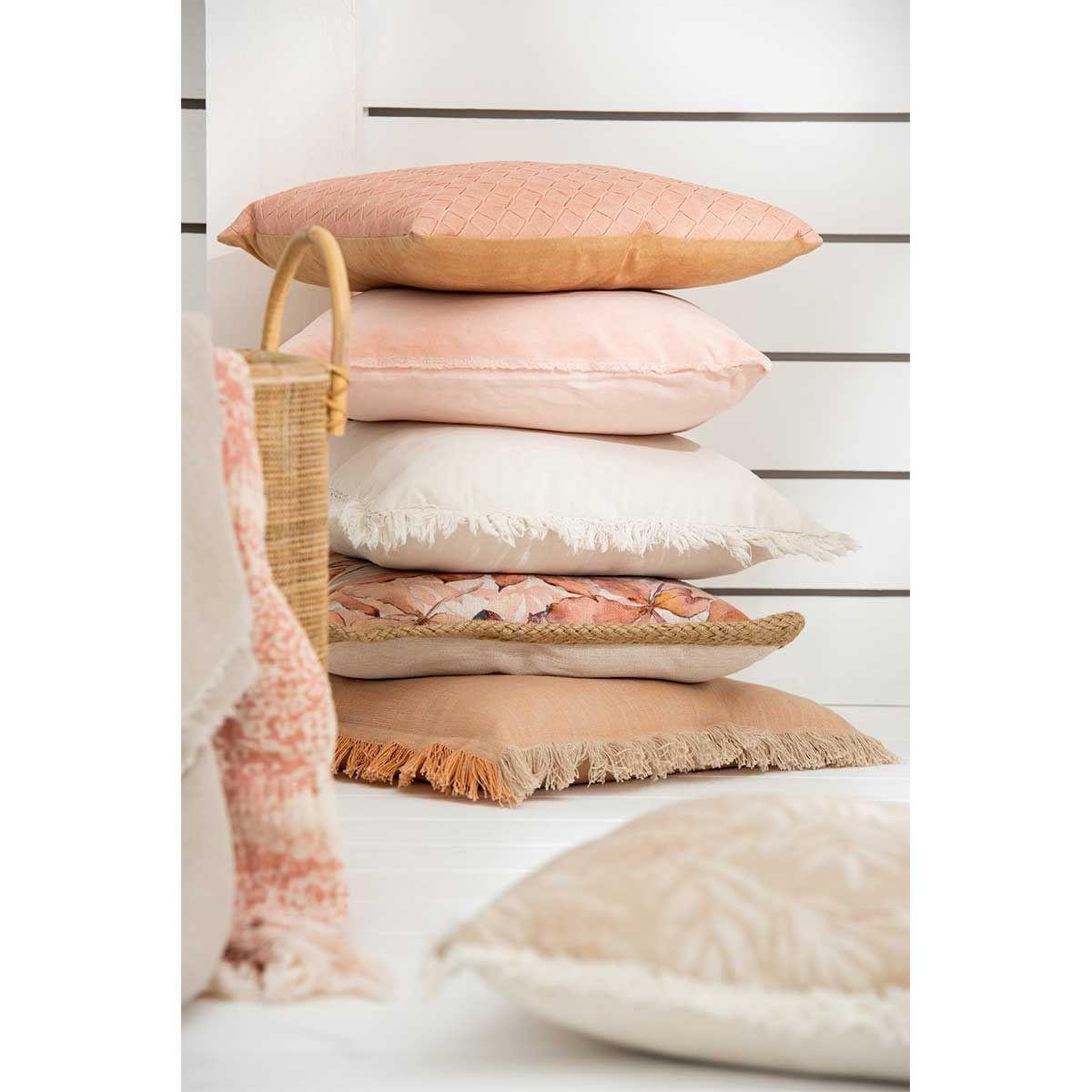 Voir la diapositive 3 : J-LINE Coussin Déco Imprimé  Garden  49x49cm Naturel