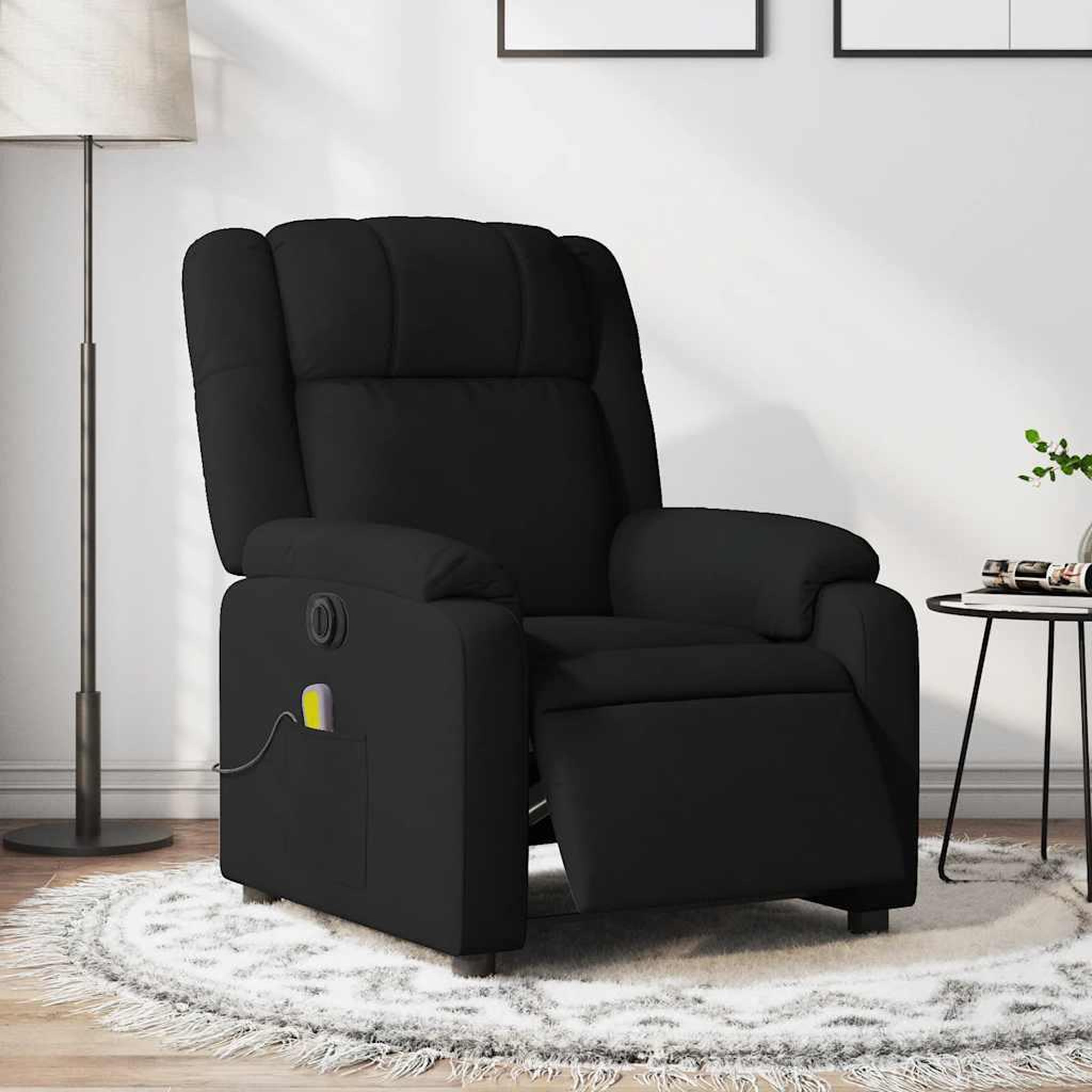 VIDAXL Fauteuil de massage inclinable electrique Noir Tissu