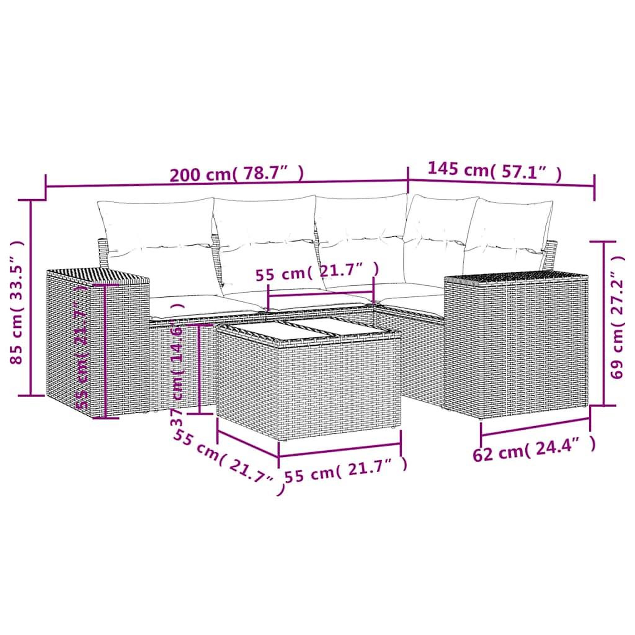 Voir la diapositive 6 : VIDAXL Salon de jardin 5 pcs avec coussins gris clair resine tressee