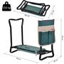 Voir la diapositive 3 : OUTSUNNY Tabouret de jardin pliable agenouilloir de jardin siège jardinage avec coussin pochette rangement outils vert