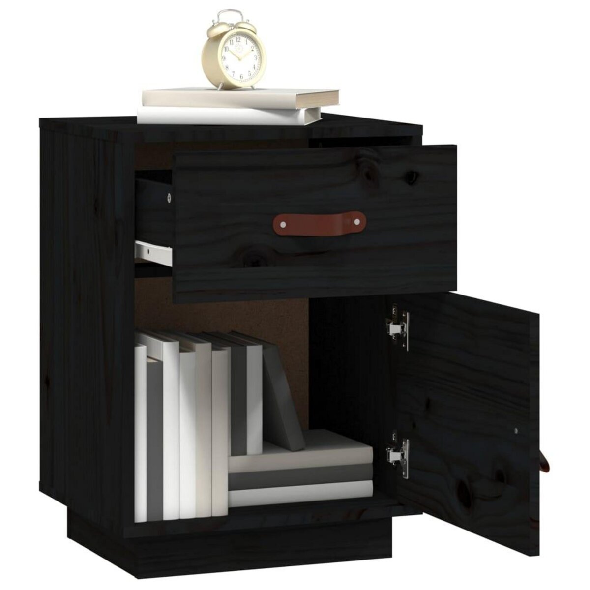 VIDAXL Tables de chevet 2 pcs Noir 40x34x55 cm Bois de pin massif