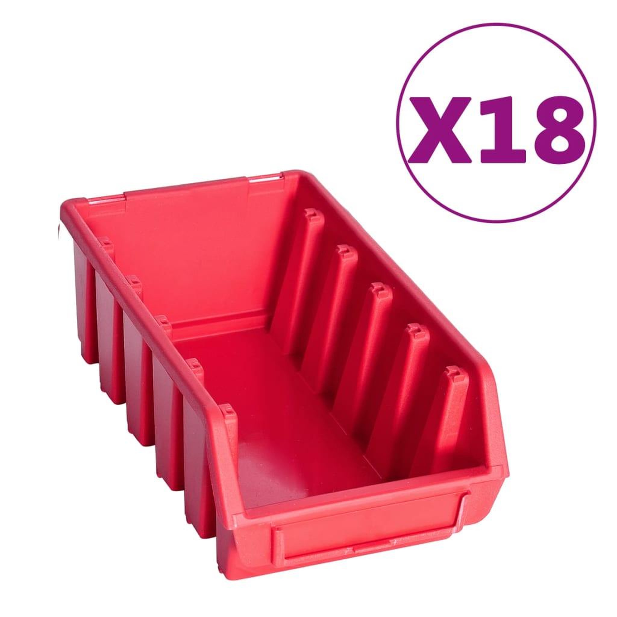 Voir la diapositive 3 : VIDAXL Kit de bacs de stockage et panneaux muraux 103pcs rouge et noir