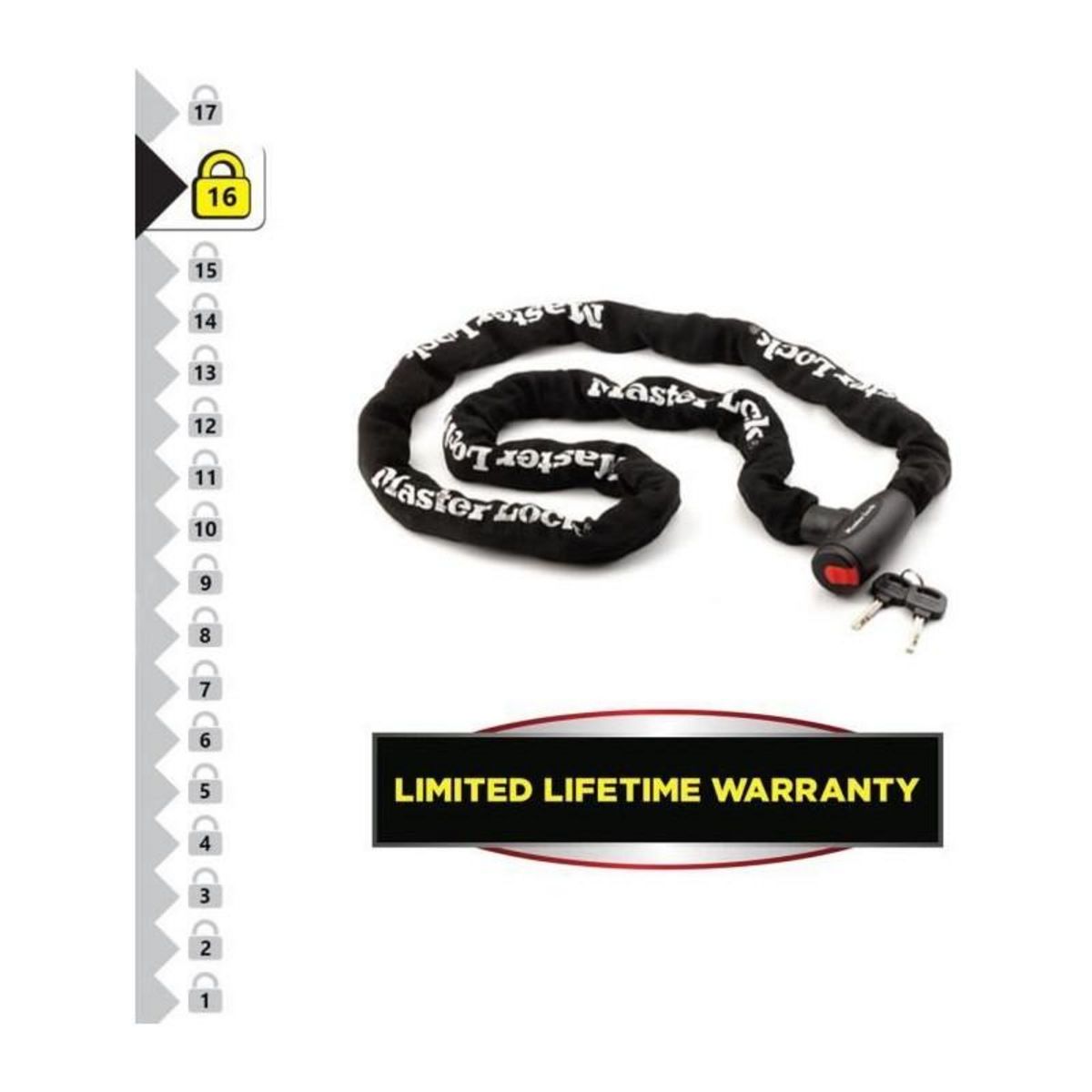 Master lock Chaîne Antivol Moto [Clé] [2 m chaîne] 8292EURDPS - Idéal pour les Motos et Scooters