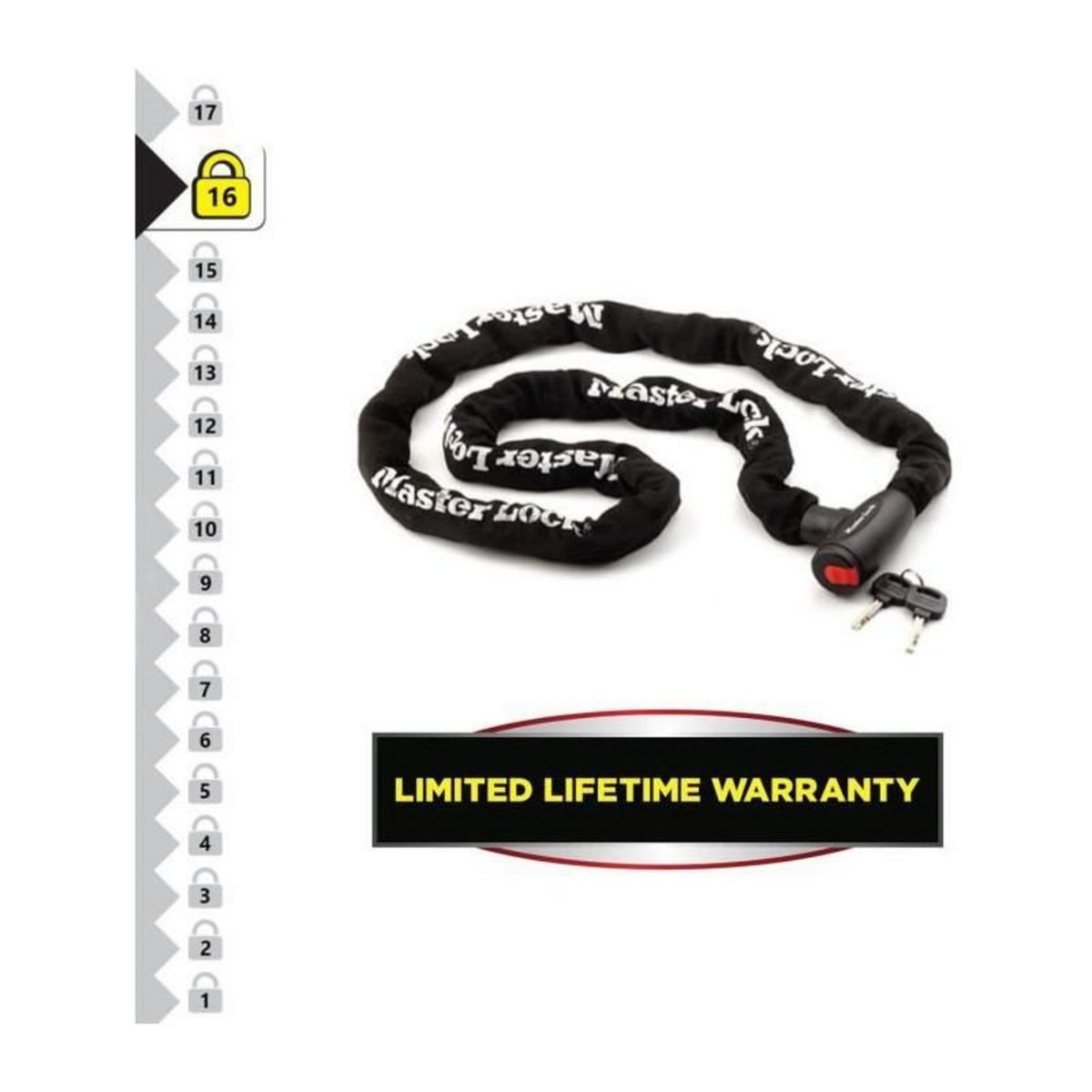 Master lock Chaîne Antivol Moto [Clé] [2 m chaîne] 8292EURDPS - Idéal pour les Motos et Scooters