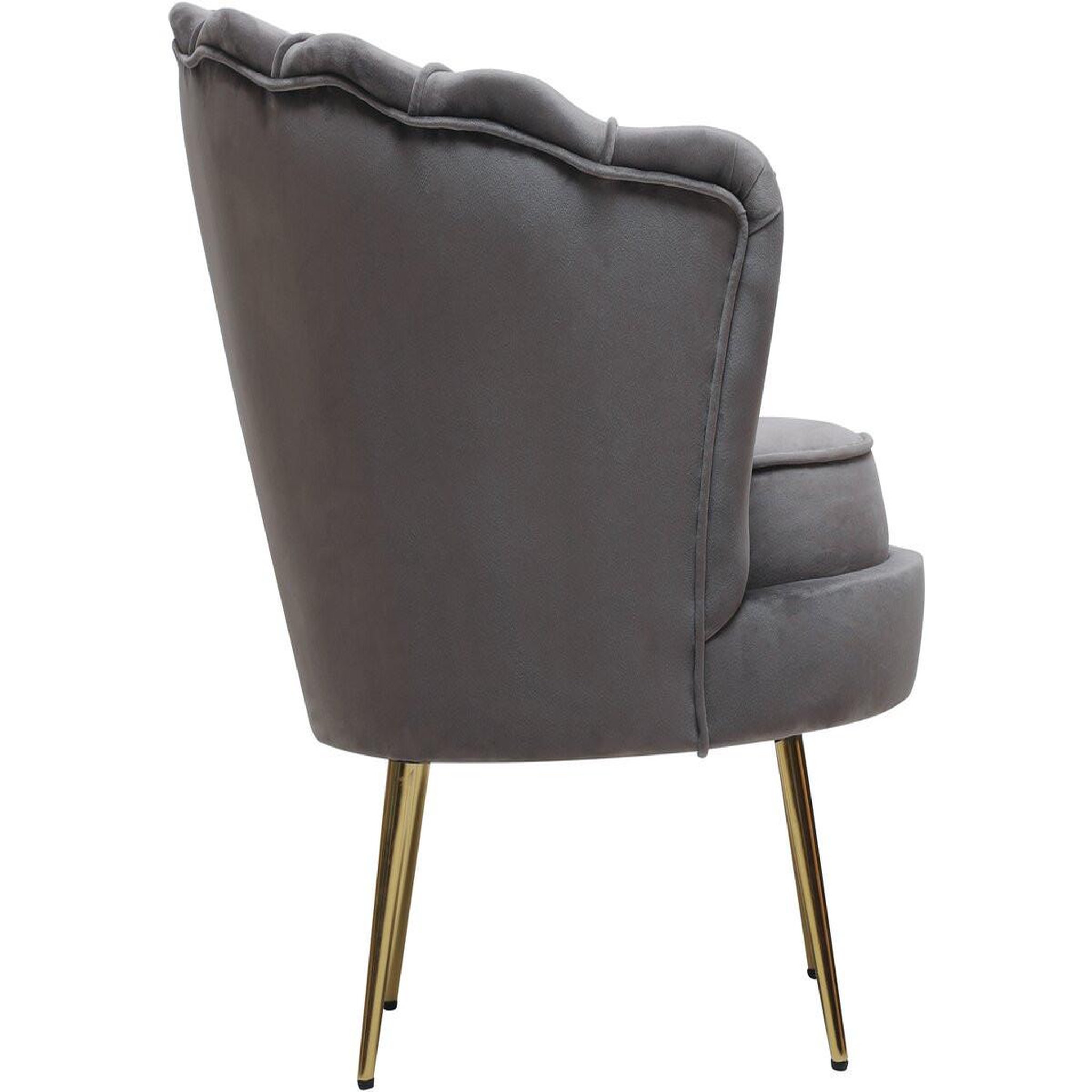 Voir la diapositive 3 : Habitat et Jardin Fauteuil en velours  floria  - 75 x 68 x 77.5 cm - gris