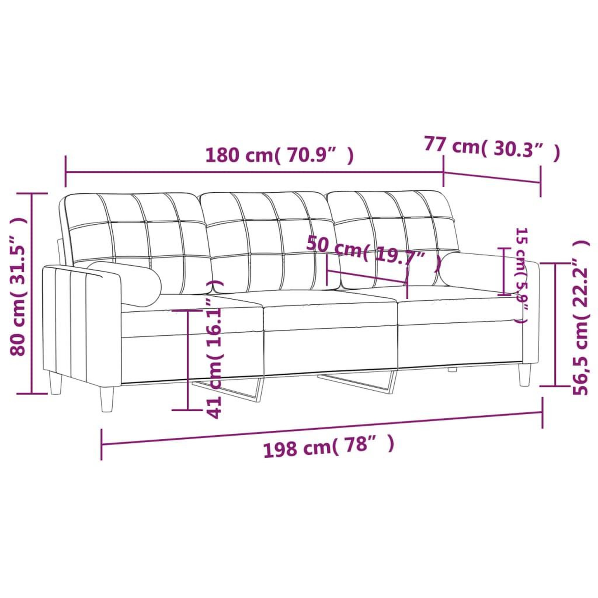 Voir la diapositive 6 : VIDAXL Canape 3 places avec oreillers gris clair 180 cm tissu