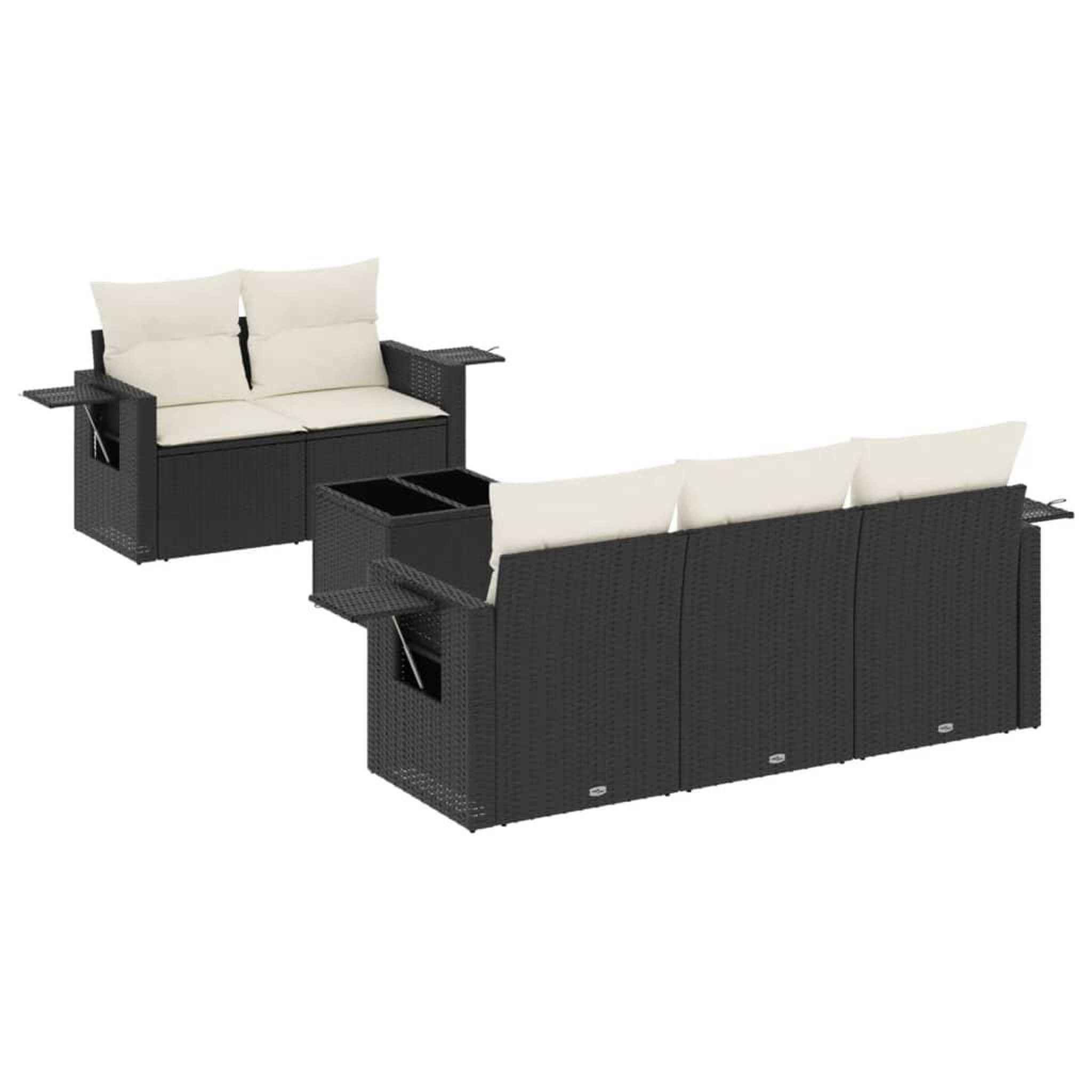 Voir la diapositive 2 : VIDAXL Salon de jardin 6 pcs avec coussins noir resine tressee
