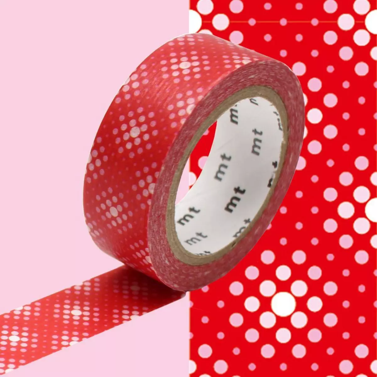 Masking Tape (MT) Masking tape points blanc sur fond rouge - 1,5 cm x 7 m
