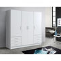 Voir la diapositive 2 : MARKET24 Armoire 4 portes battantes + 6 tiroirs - Bois aggloméré - Blanc mat - L 206,5 x P 60 x H 200 cm - JUPITER